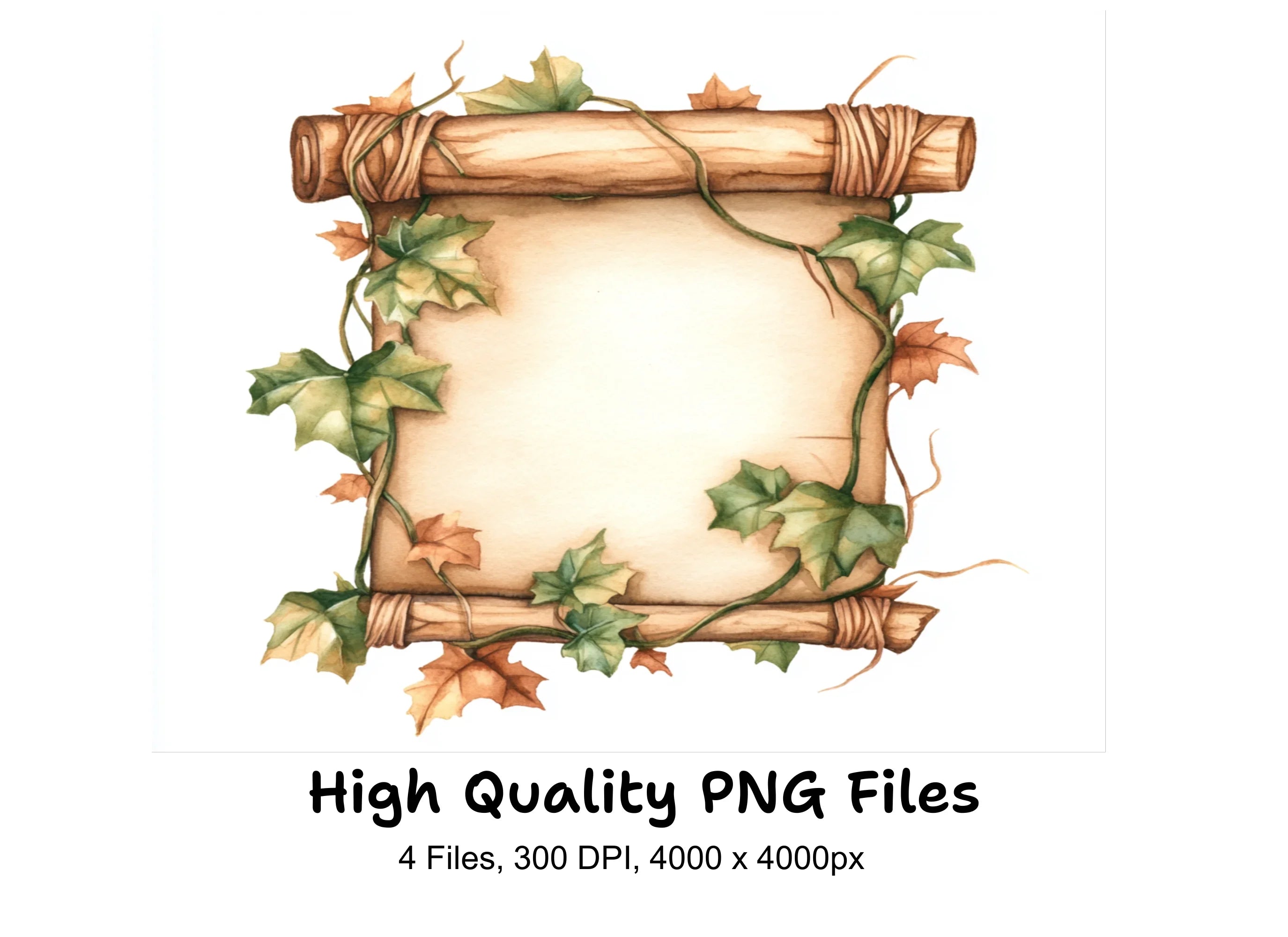 Rustic Wood Signs with Ivy Clipart Bundle