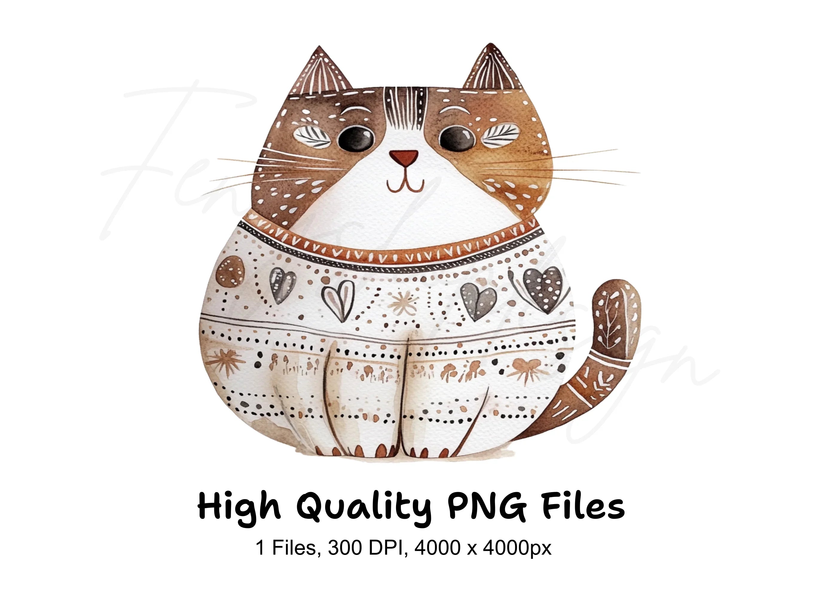 Cute Brown Cat Clipart Bundle