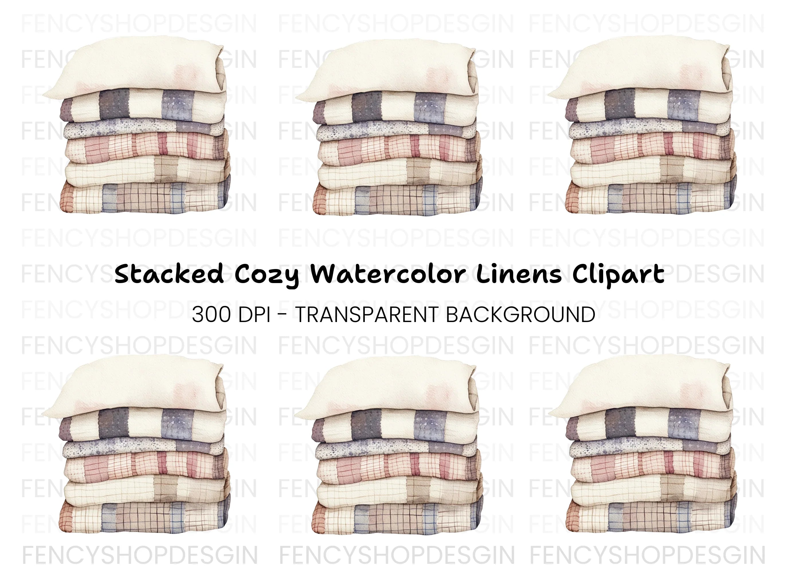 Cozy Stacked Quilts Clipart Bundle
