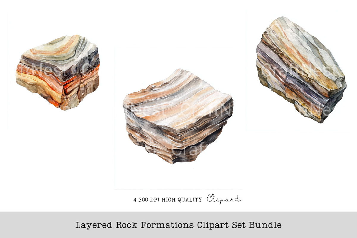 Layered Rock Formations Clipart Bundle