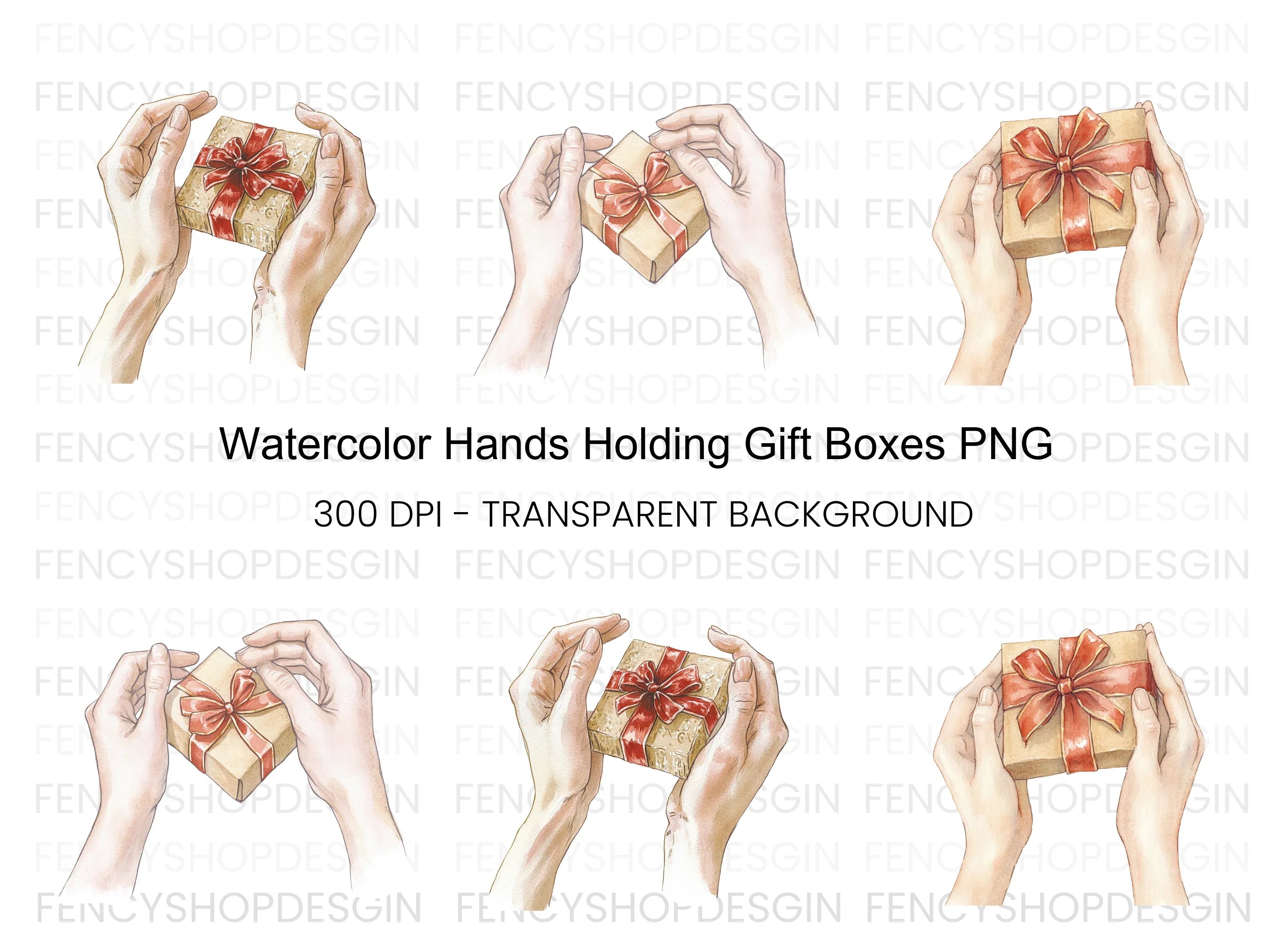 Hands Holding Gift Boxes Clipart Bundle