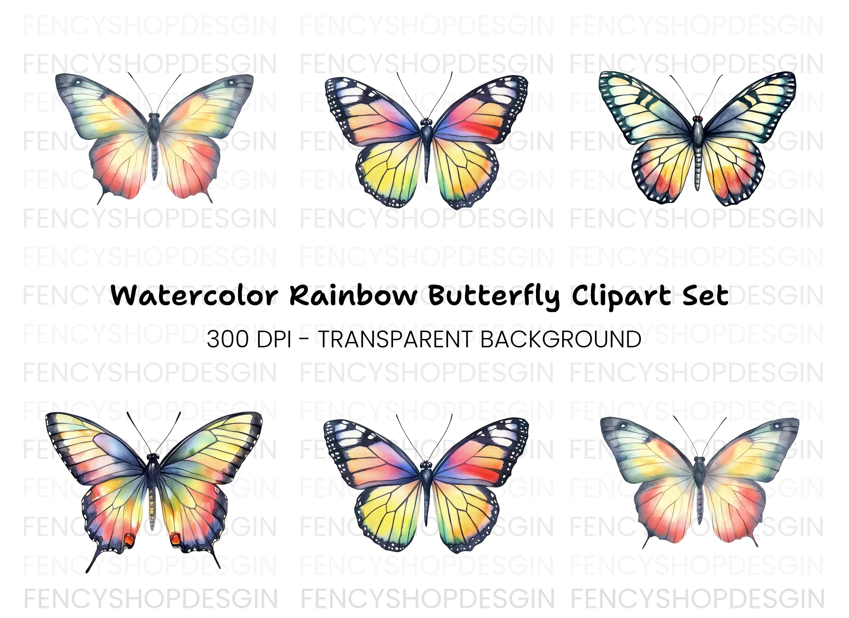 Colorful Butterfly Clipart Bundle
