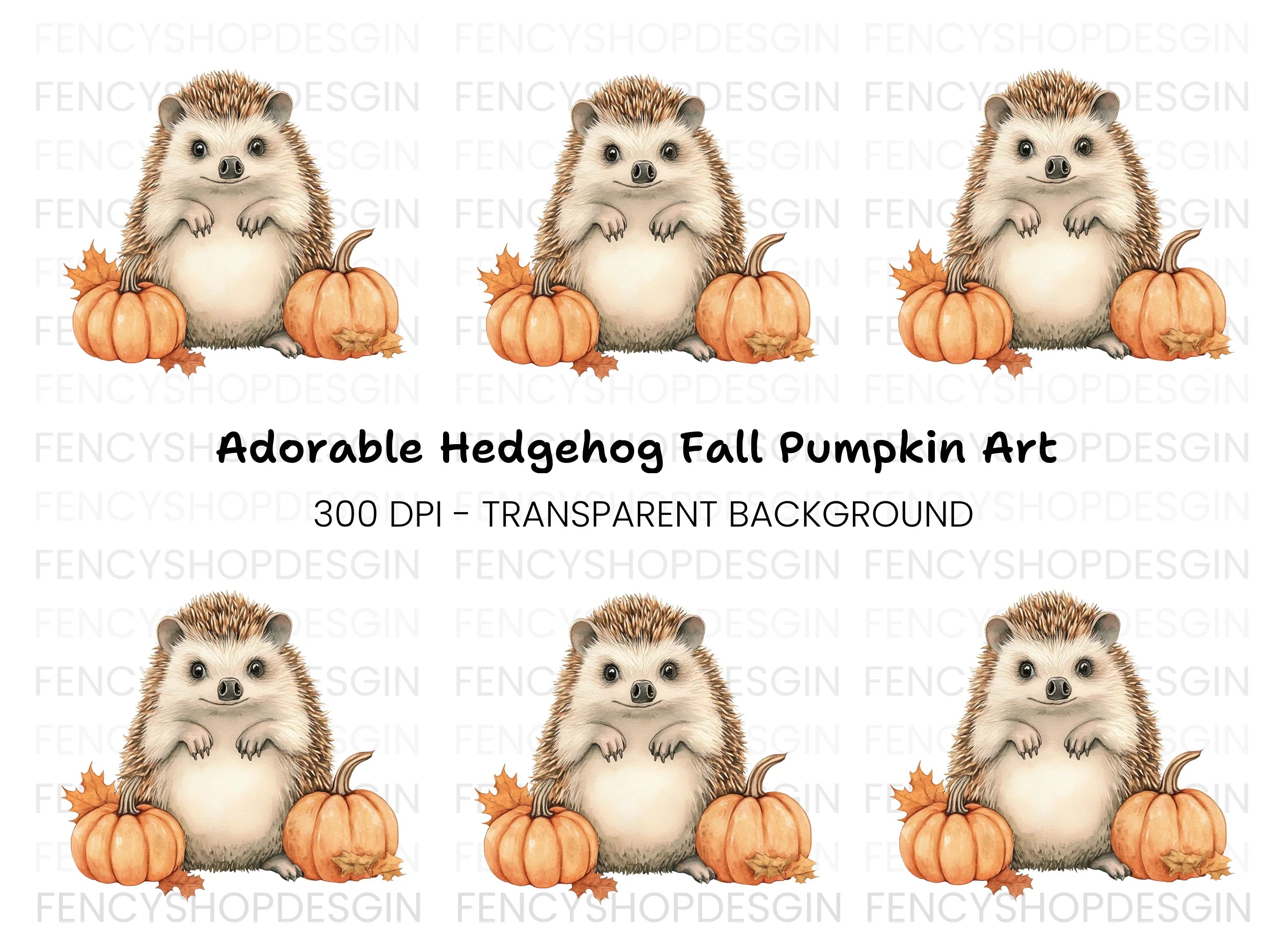 Hedgehog and Pumpkins Fall Clipart Bundle