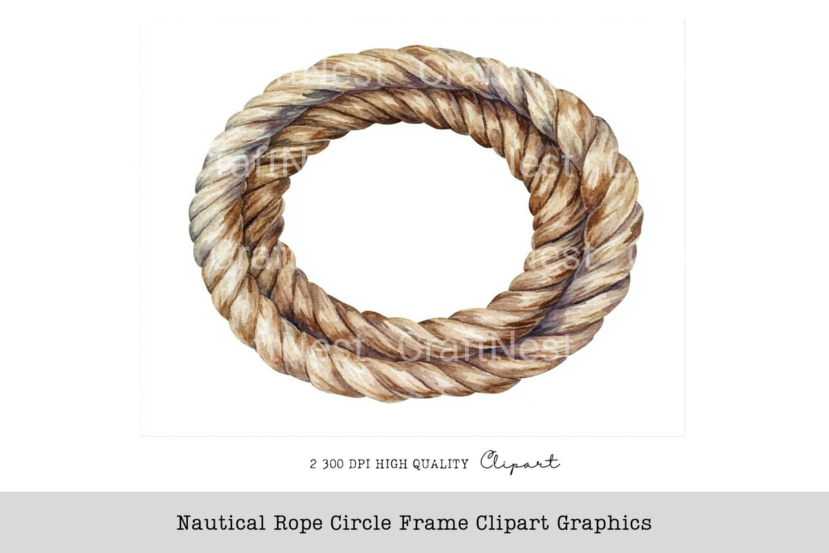 Nautical Rope Circle Frame Graphics Clipart Bundle
