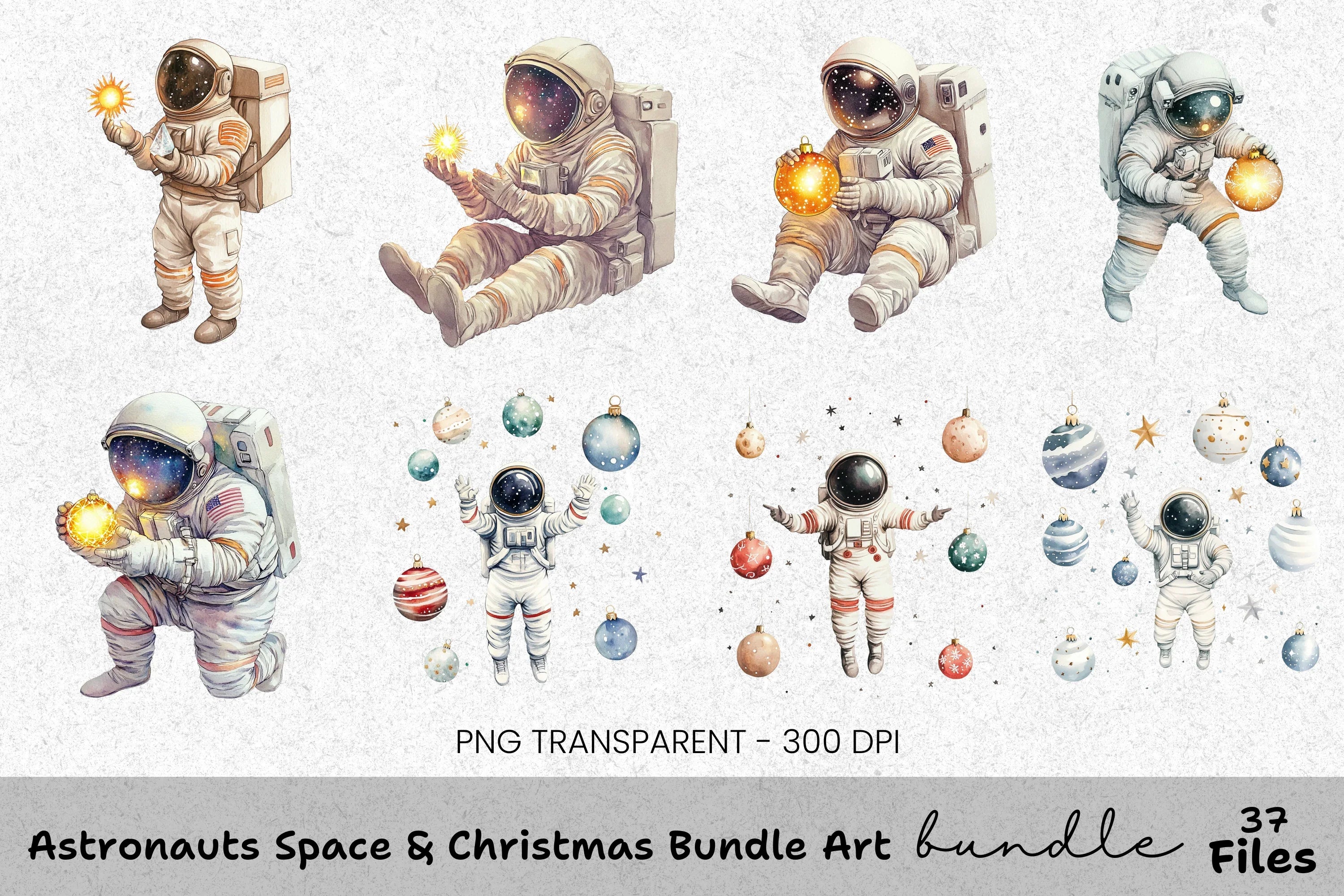 Astronaut Christmas Clipart Bundle