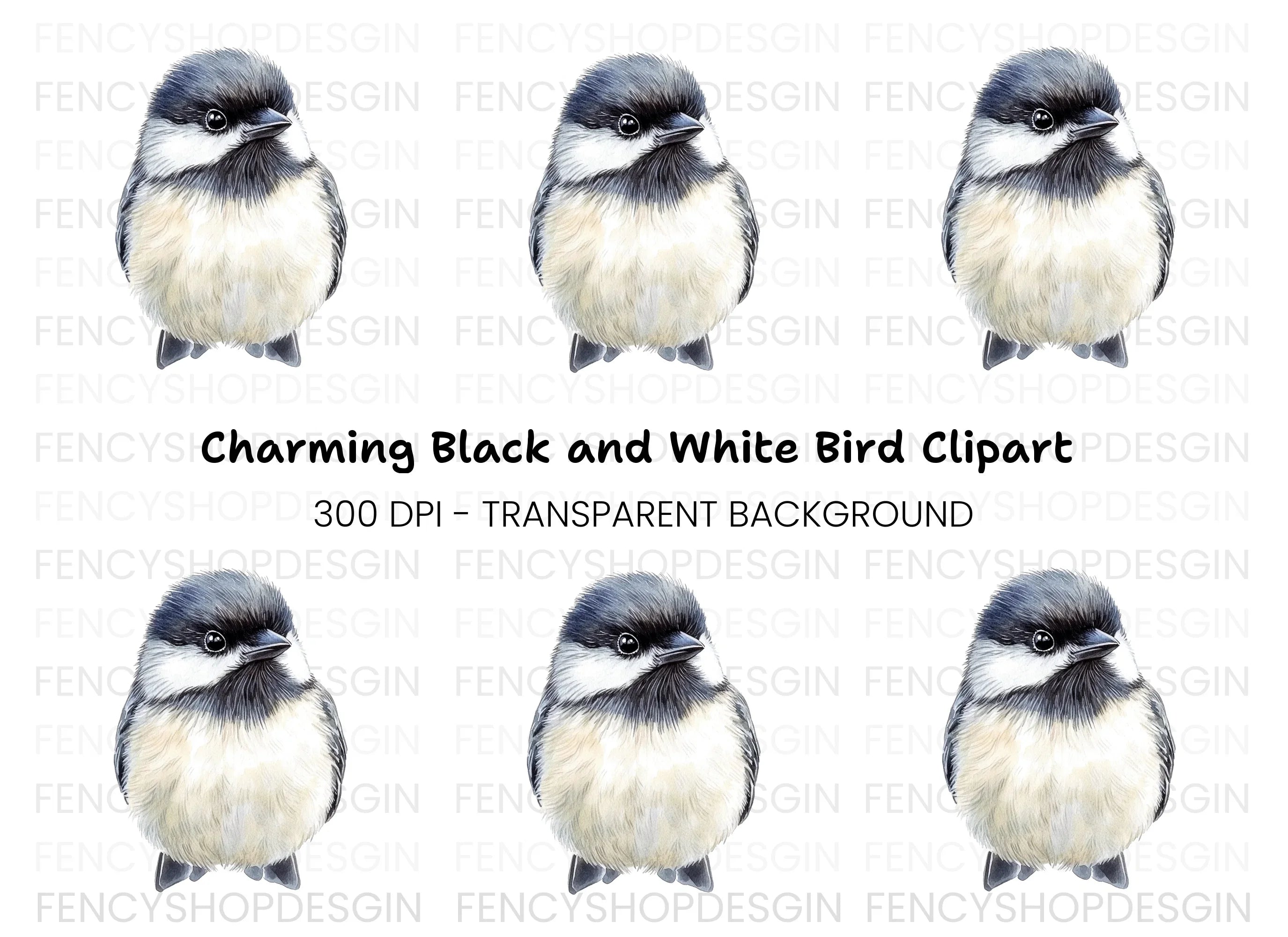 Cute Chickadee Bird Clipart Bundle