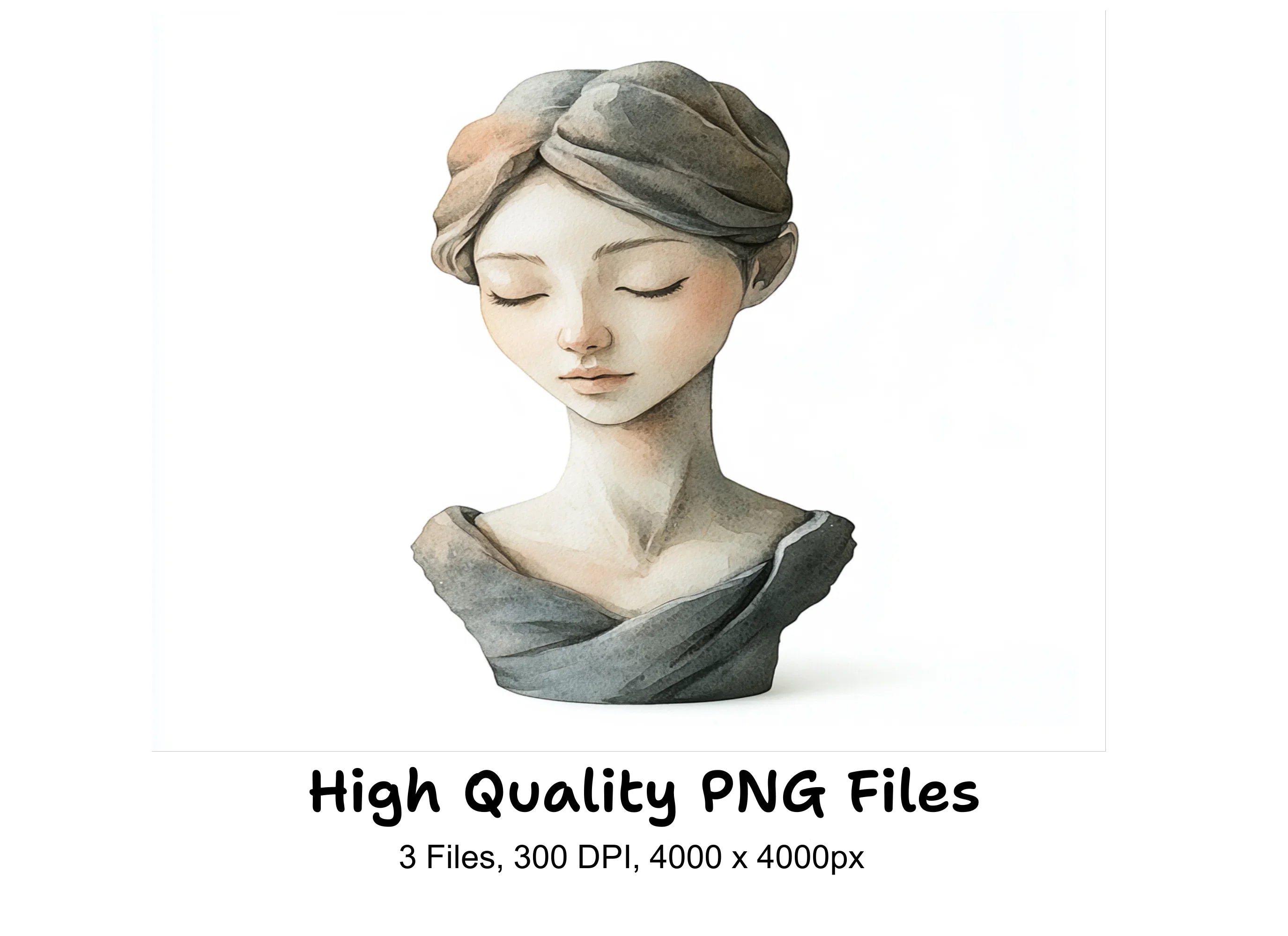 Elegant Female Bust Sculpture Clipart Bundle