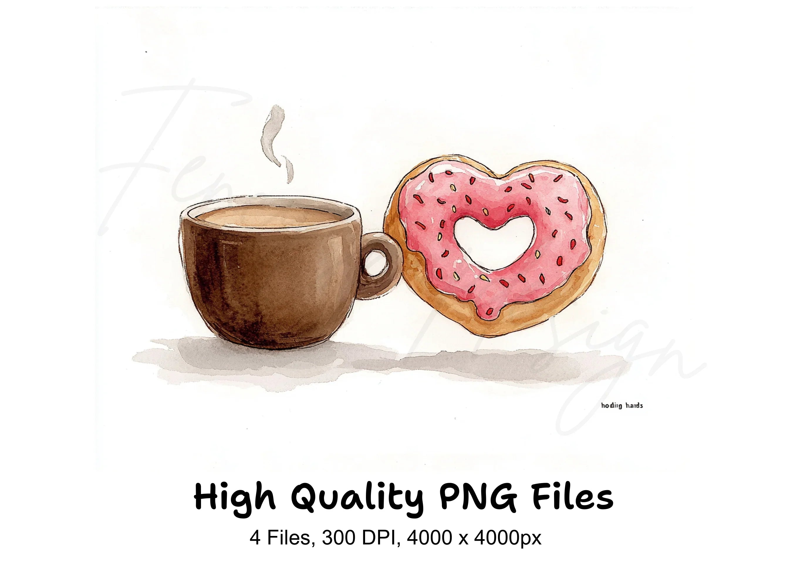 Coffee and Donut Love Clipart Bundle