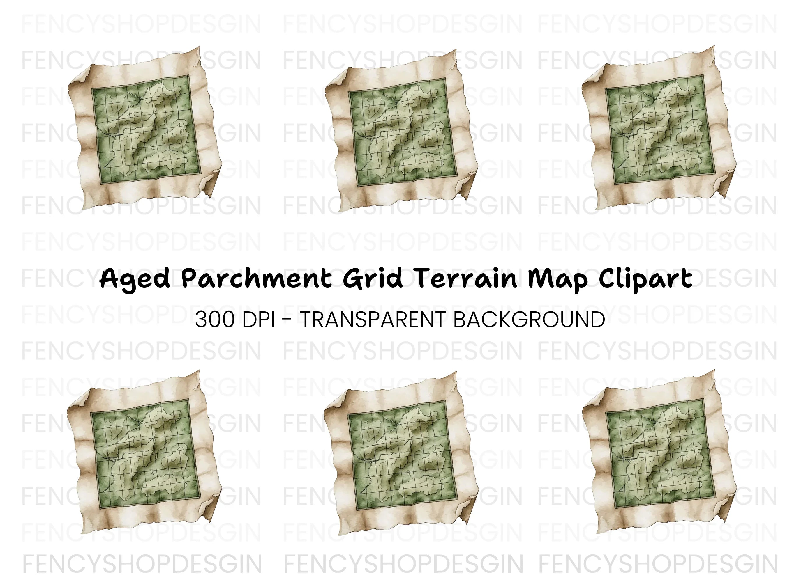Old Treasure Map Clipart Bundle