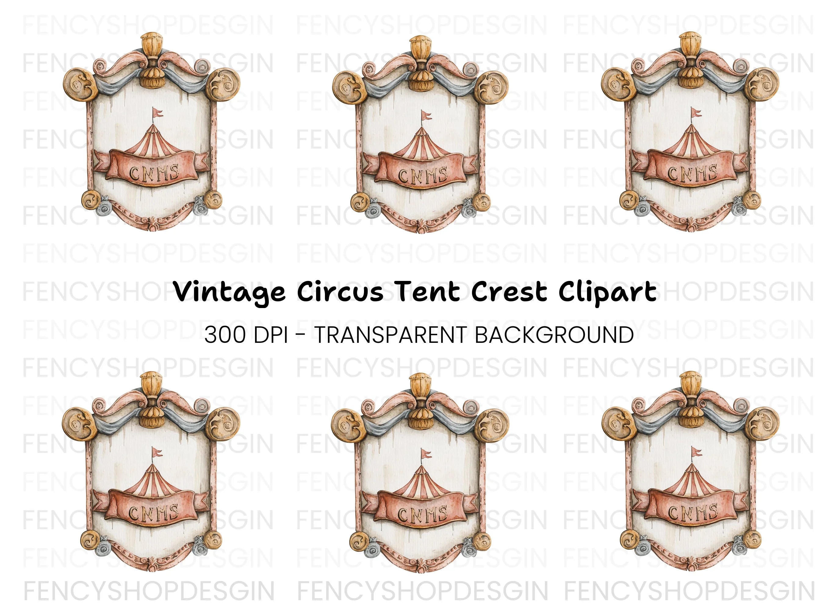 Vintage Circus Tent Frame Clipart Bundle
