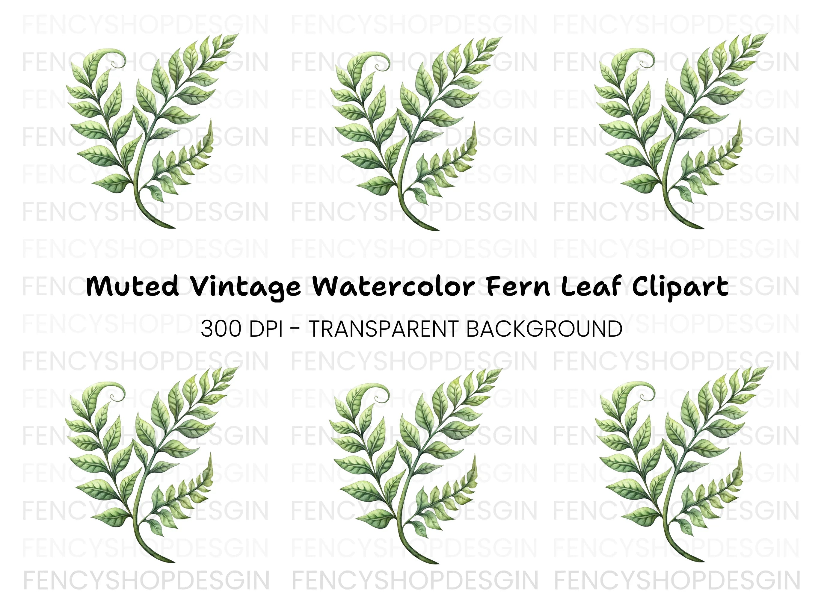 Elegant Green Fern Branch Clipart Bundle