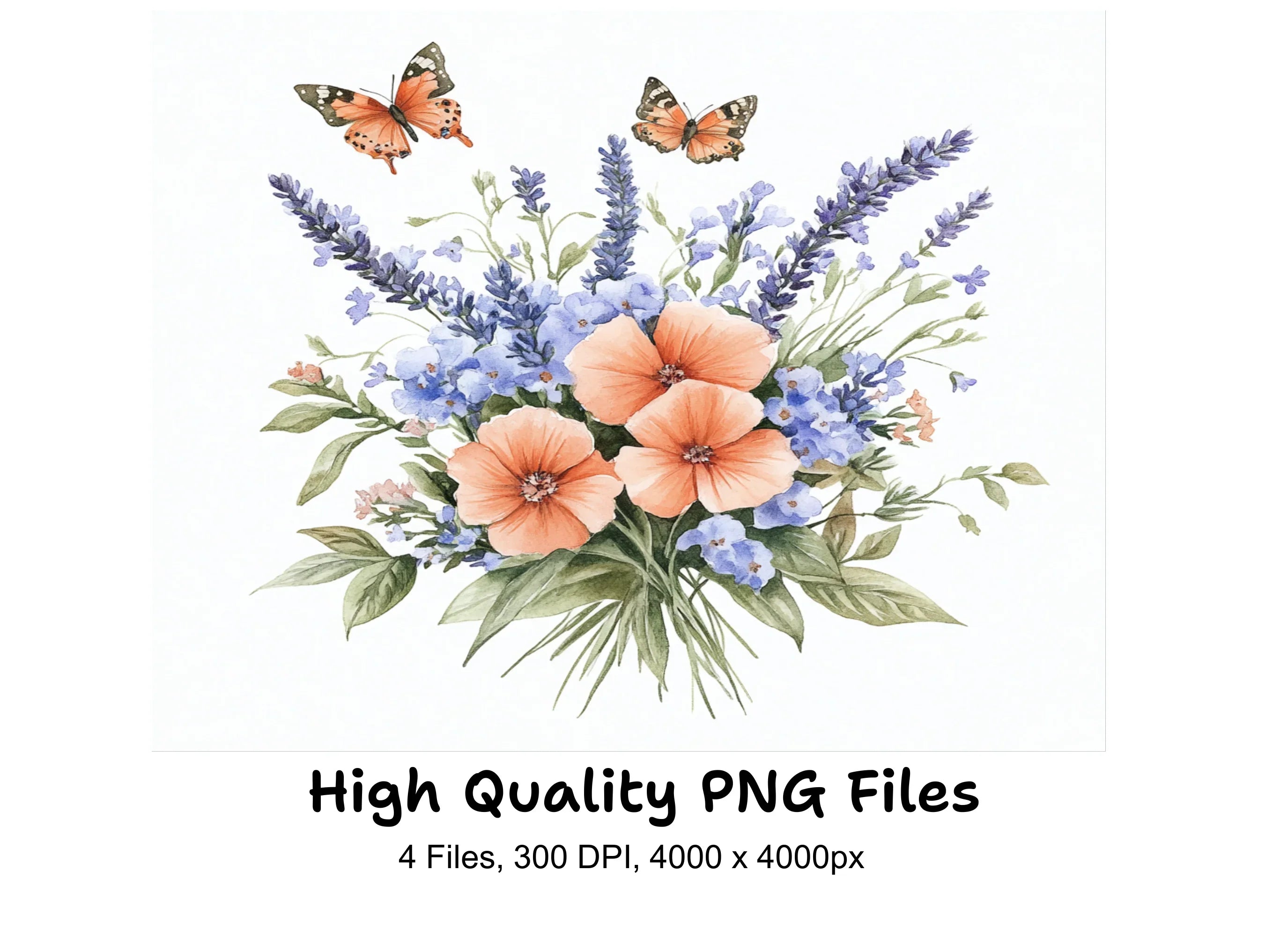 Lavender Butterfly Clipart Bundle