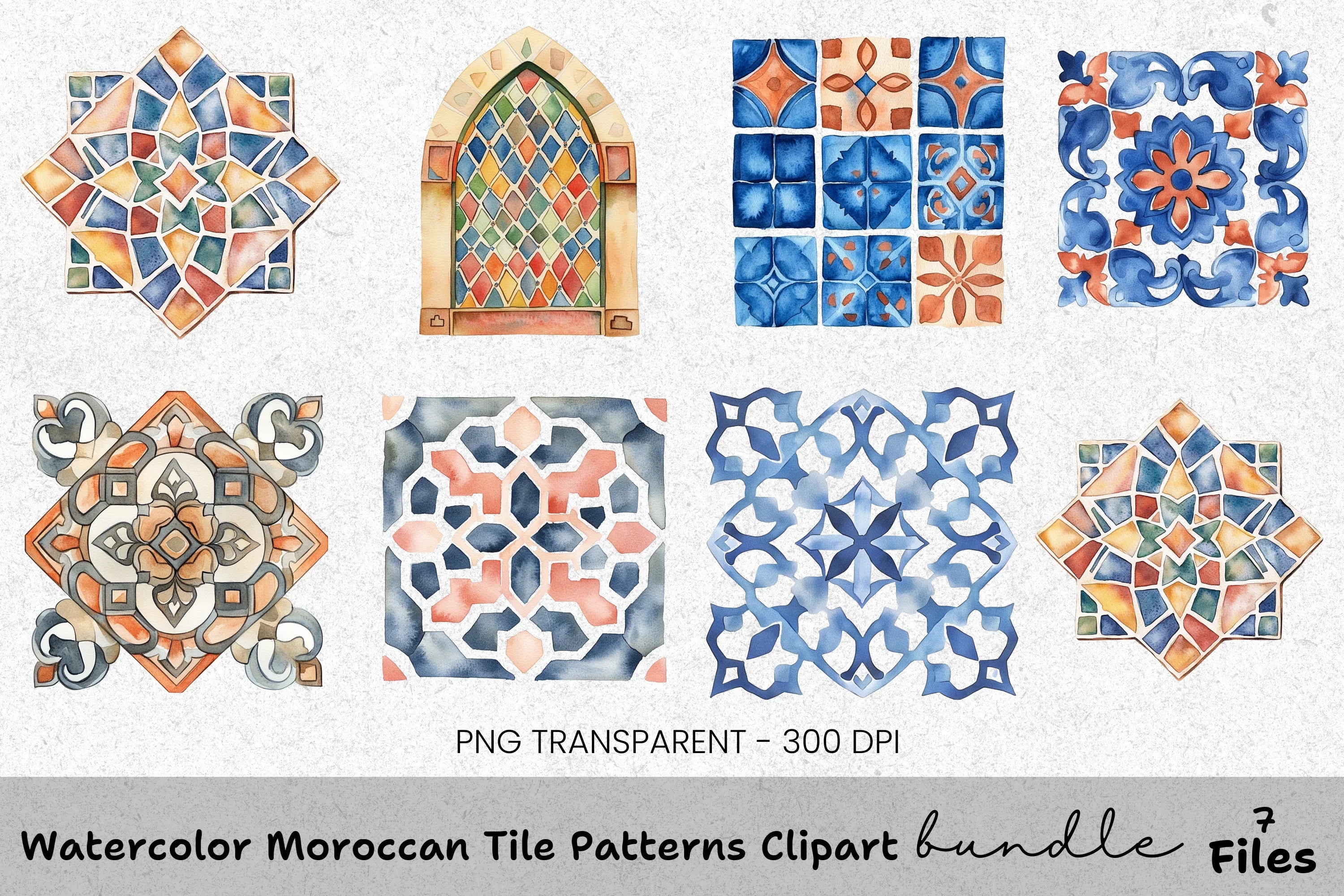 Moroccan Tile Patterns Clipart Bundle
