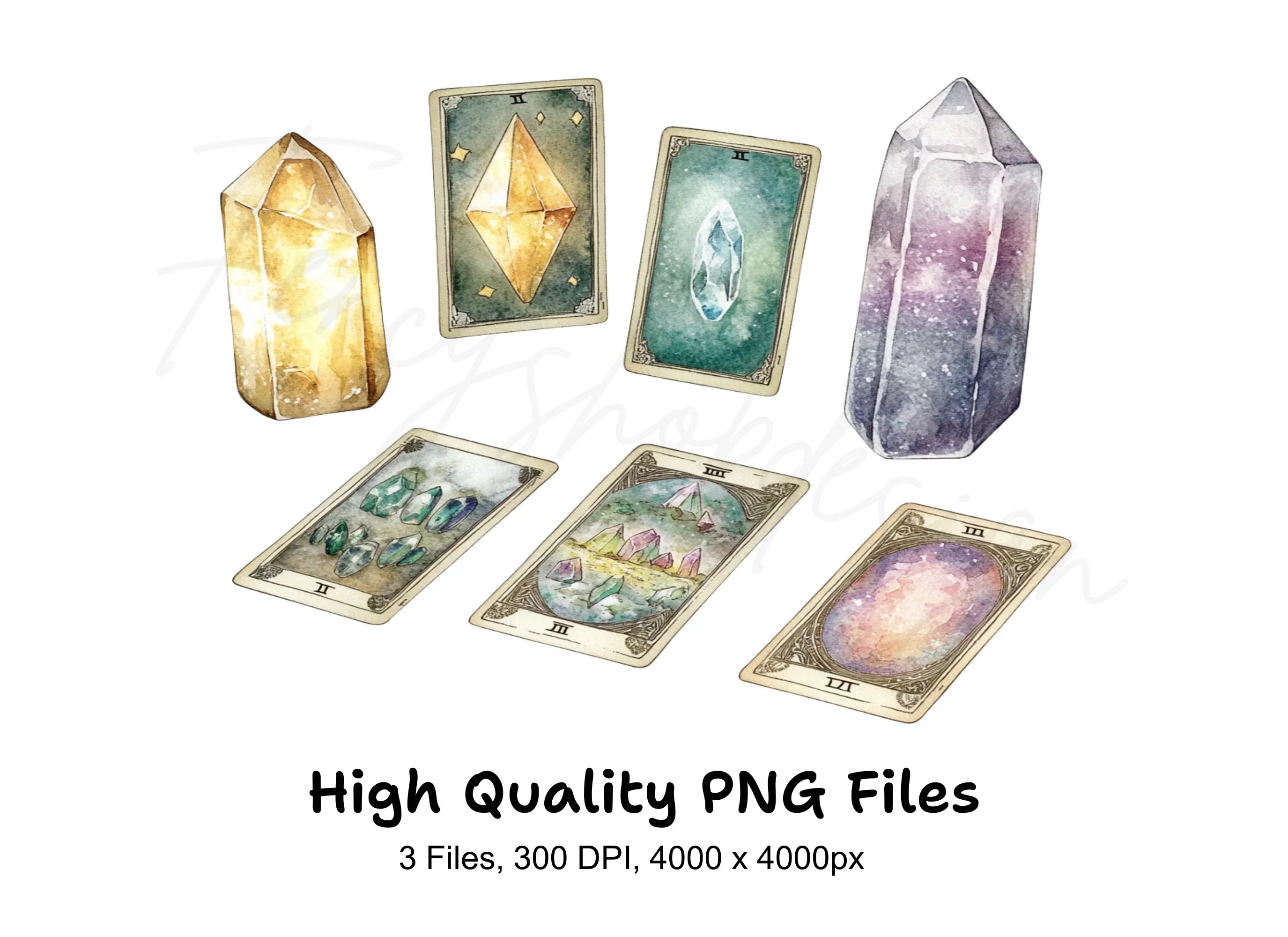 Enchanted Gemstone Tarot Card Graphics Clipart Bundle
