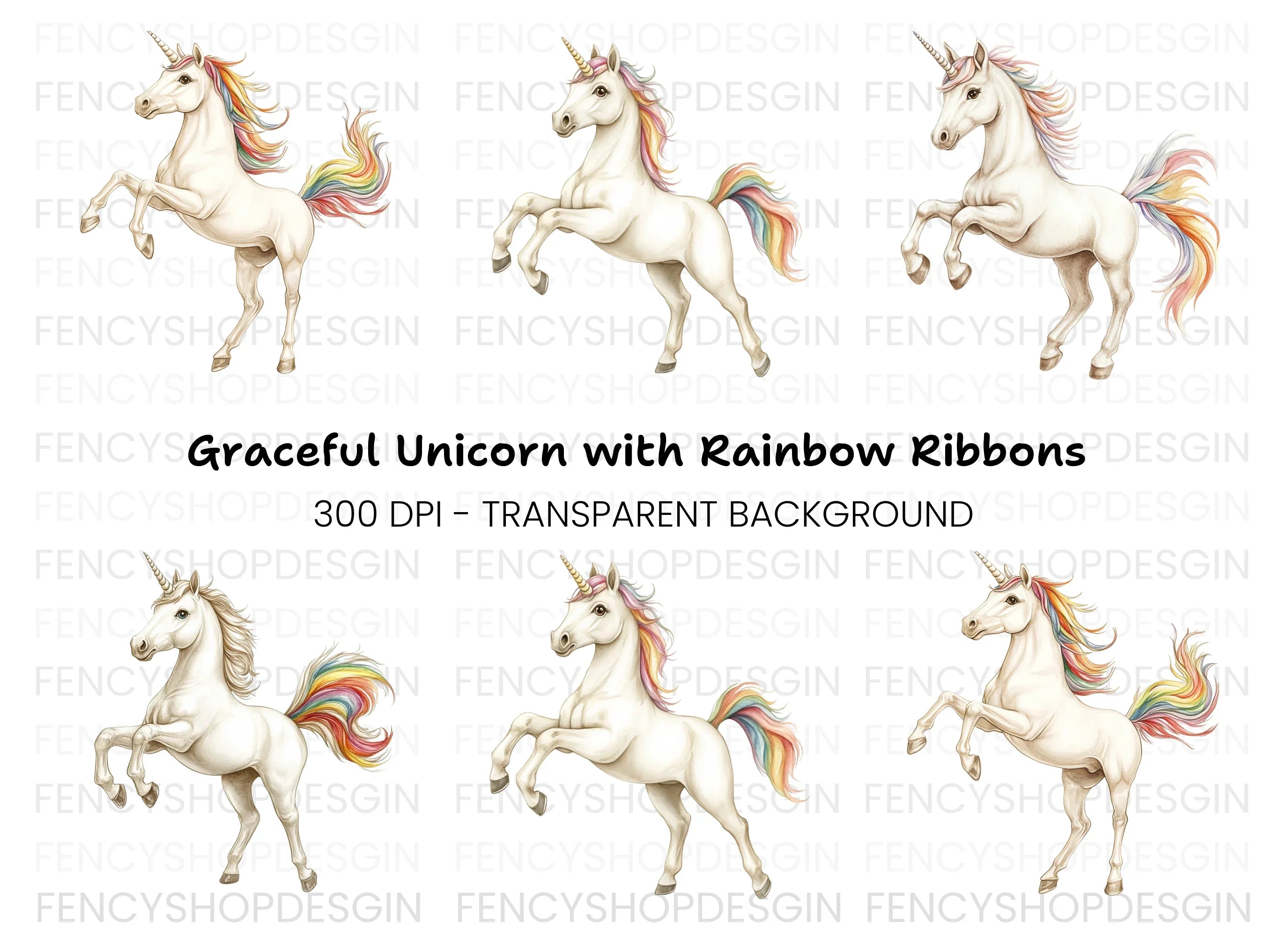 Graceful Unicorns Clipart Bundle