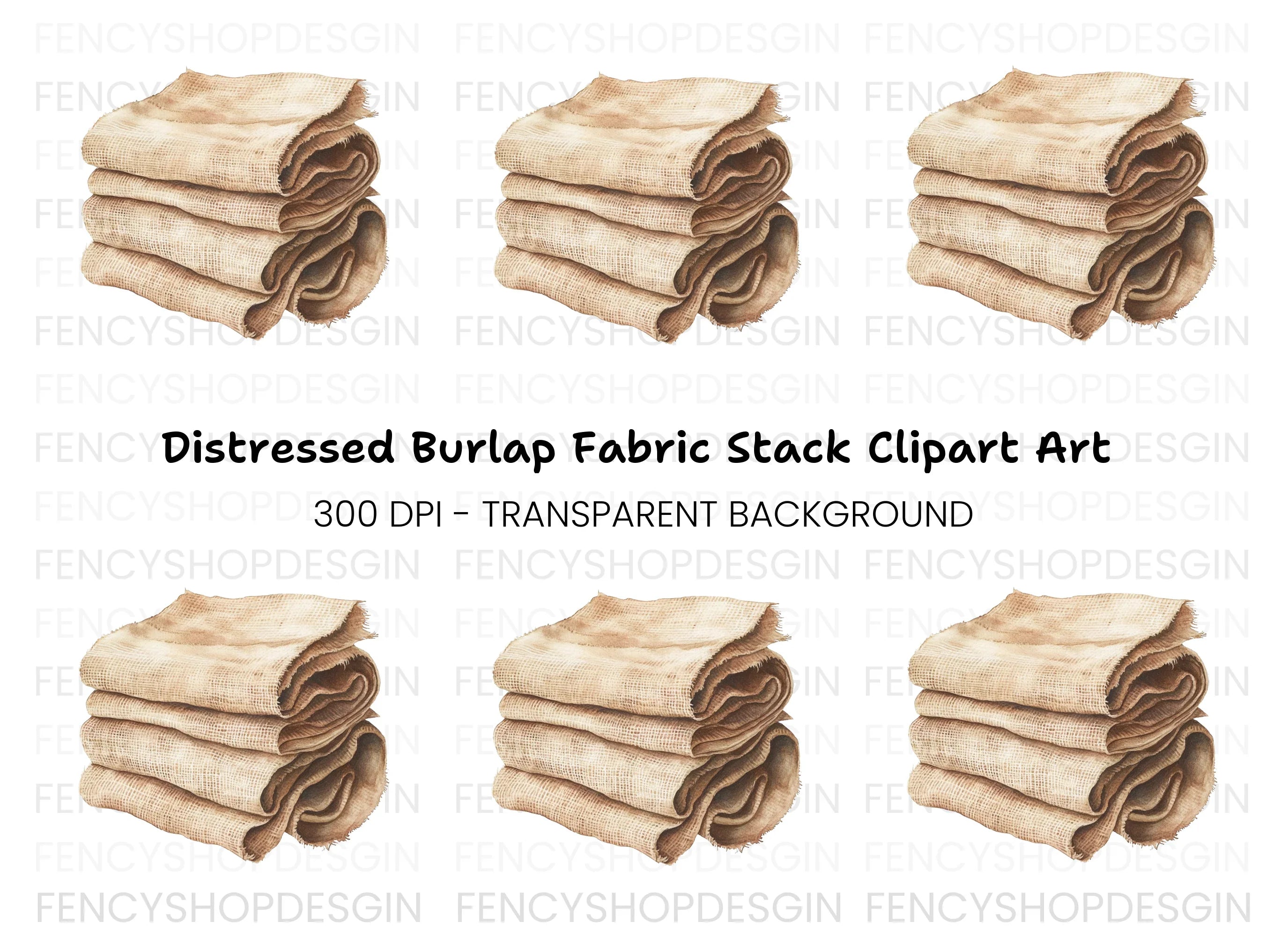 Folded Burlap Cloth Clipart Bundle