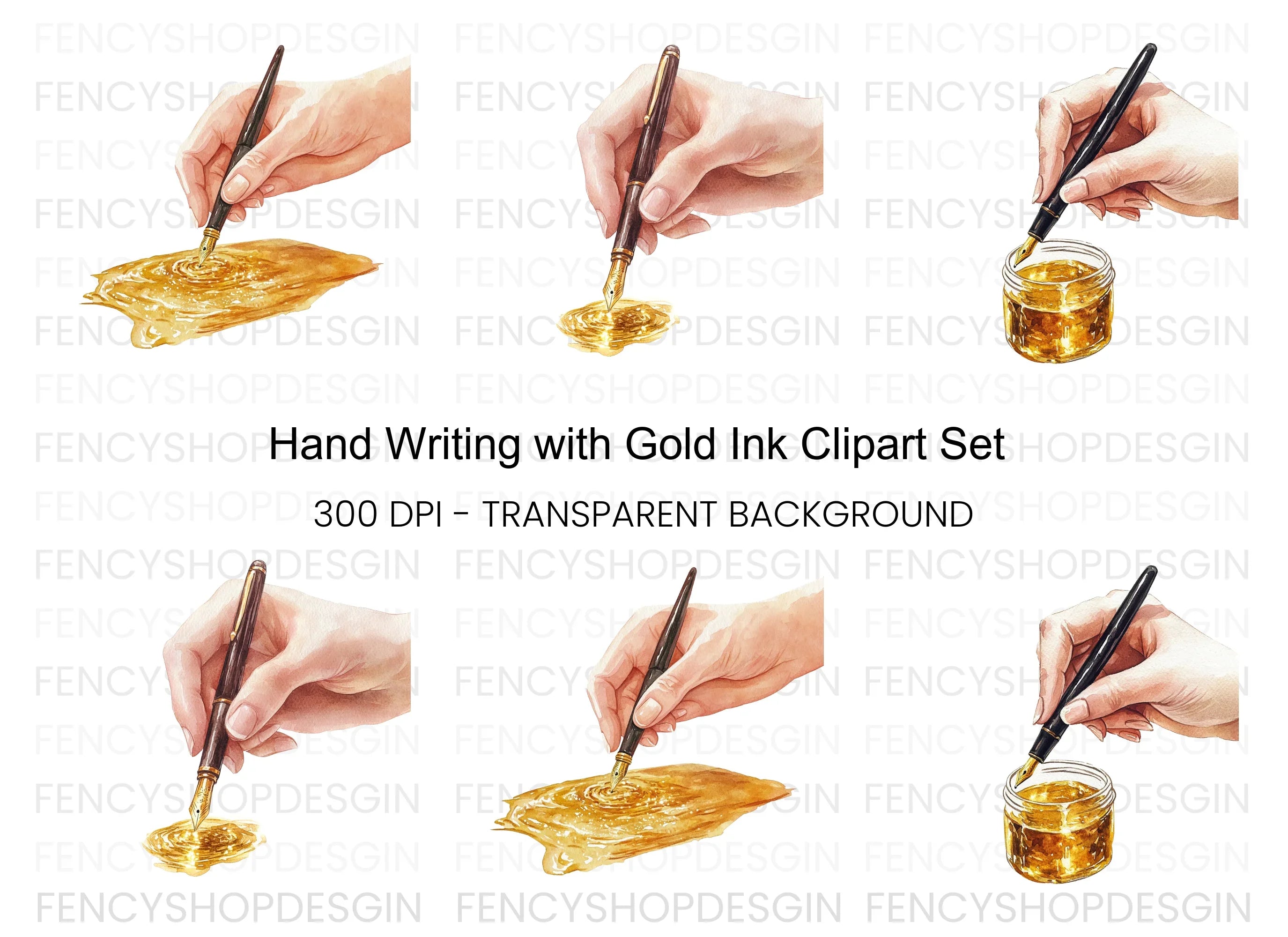 Fountain Pen Handwriting Clipart Bundle