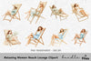 Relaxing Women Beach Lounge Clipart Bundle