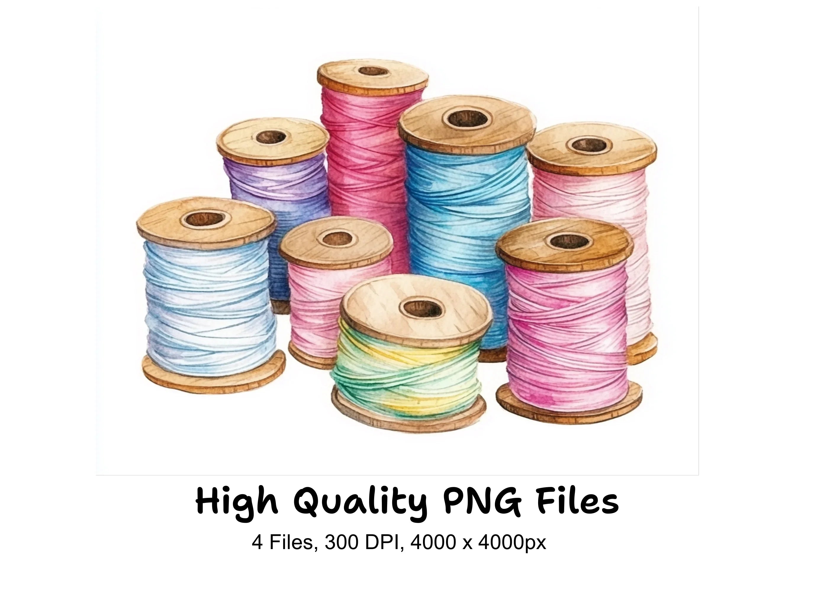 Colorful Sewing Thread Clipart Bundle
