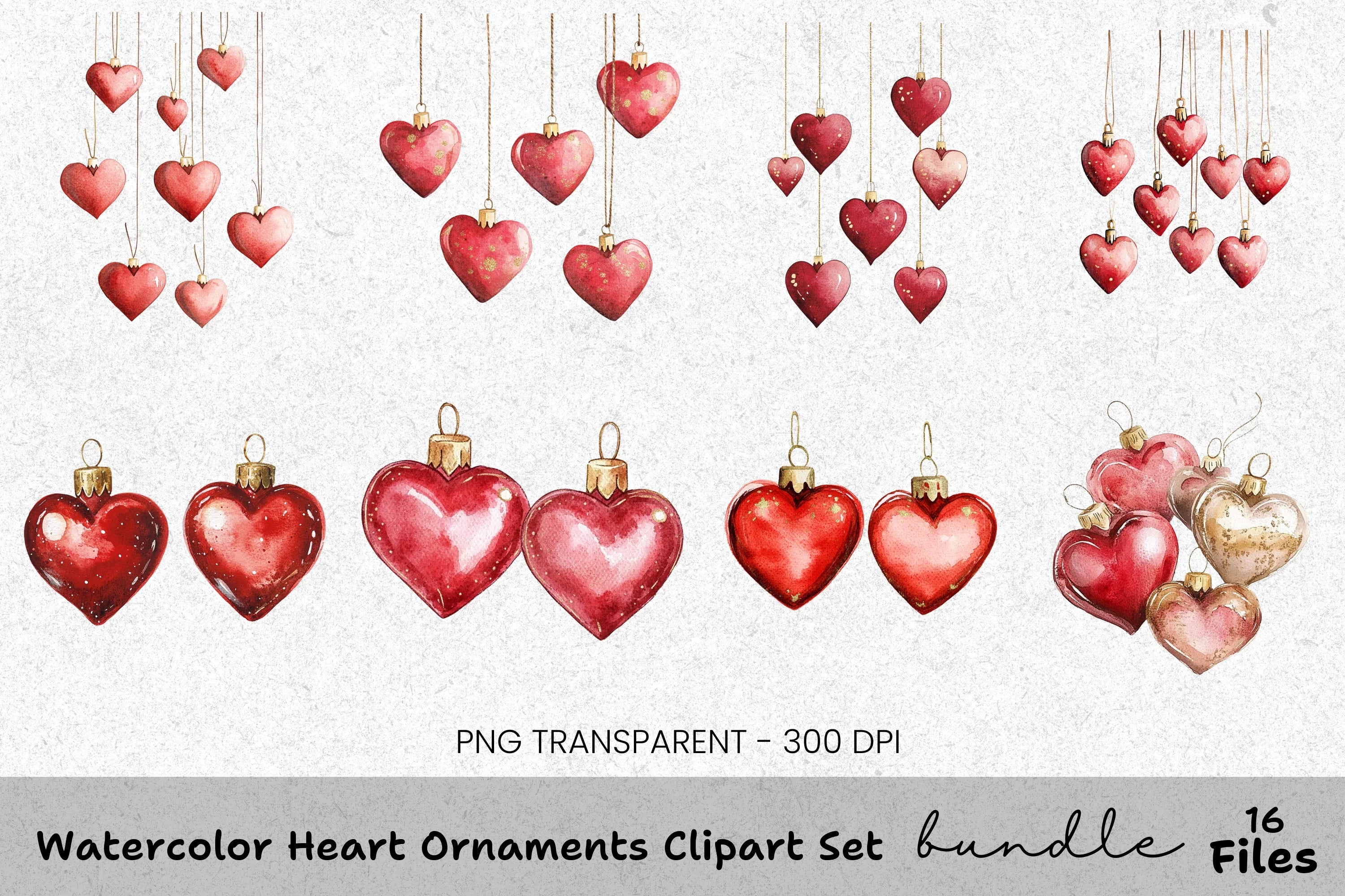 Heart Ornaments Clipart Bundle