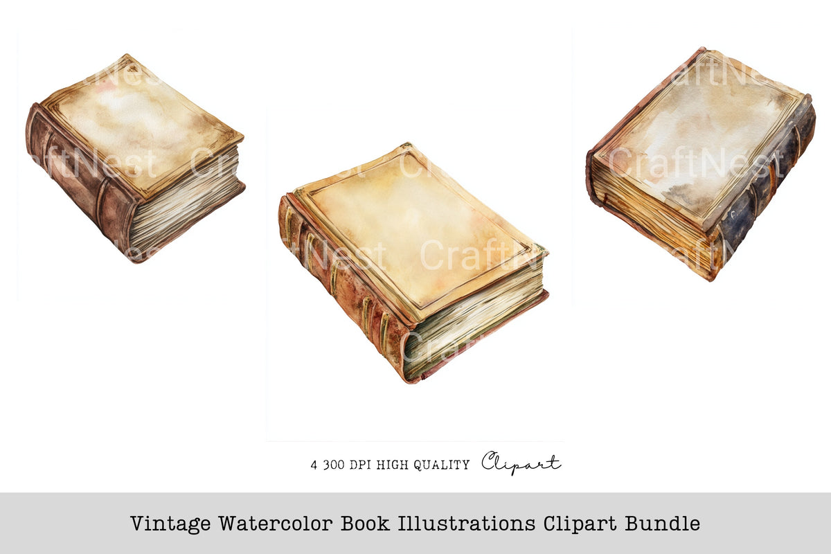 Vintage Watercolor Illustrations Clipart Planner