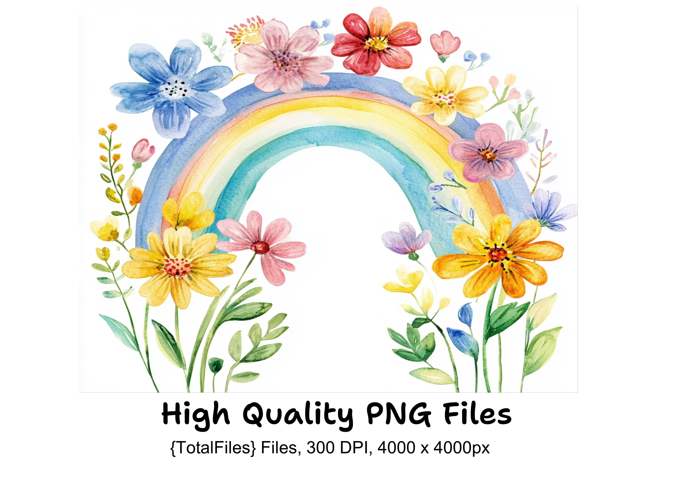 Rainbow and Floral Clipart Bundle