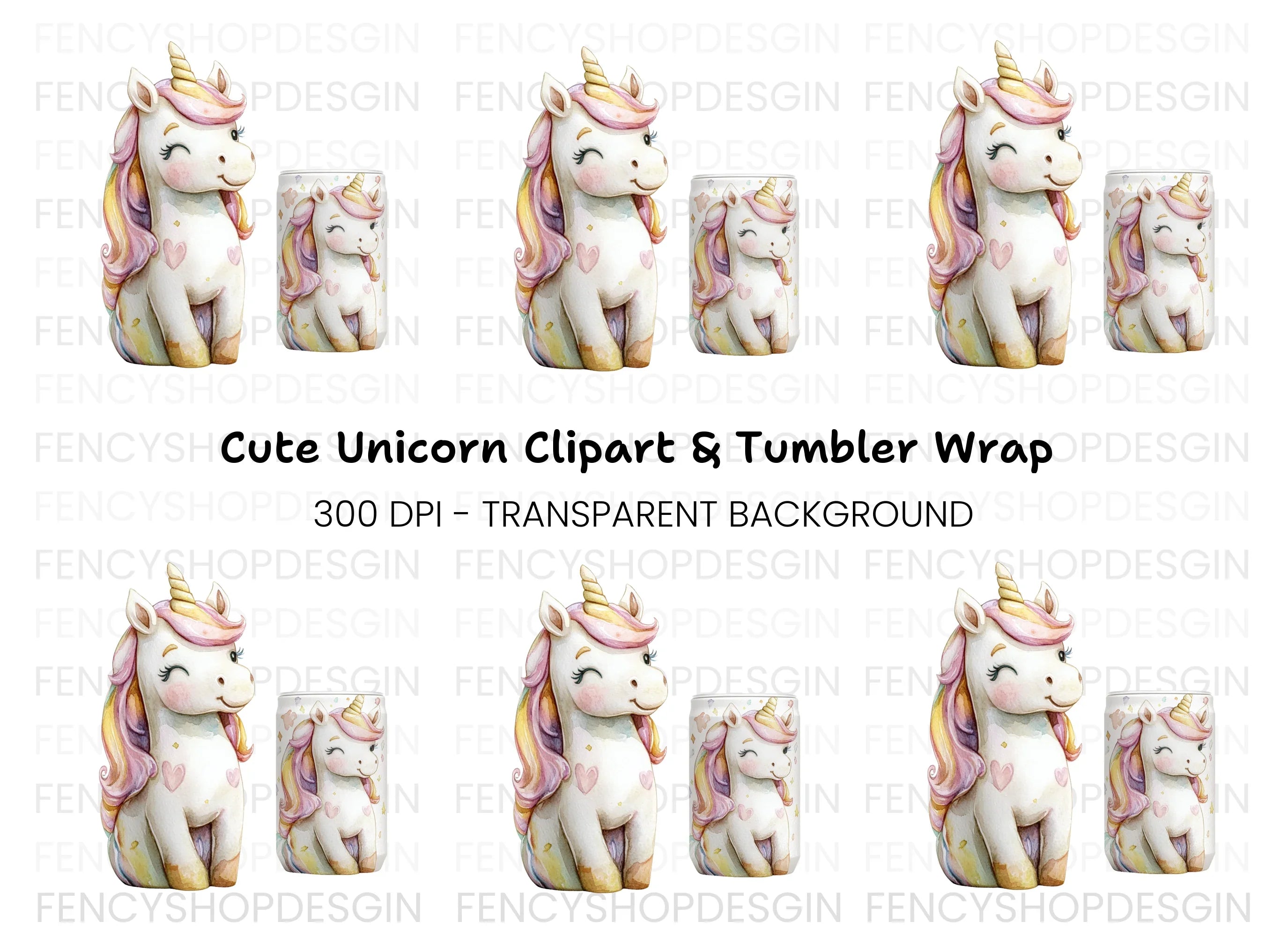 Cute Unicorn Clipart Bundle for Kids