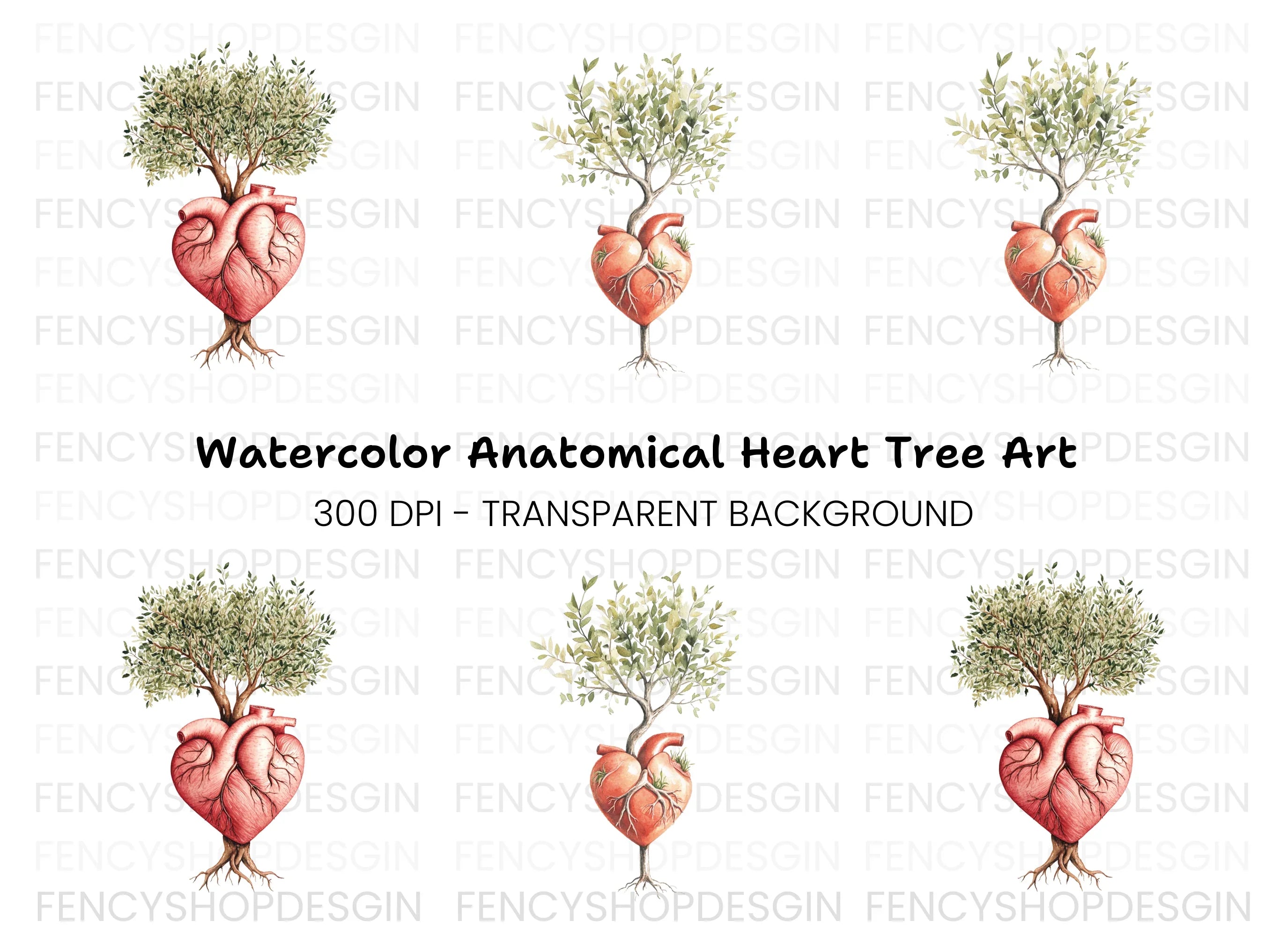 Heart Tree Clipart Bundle