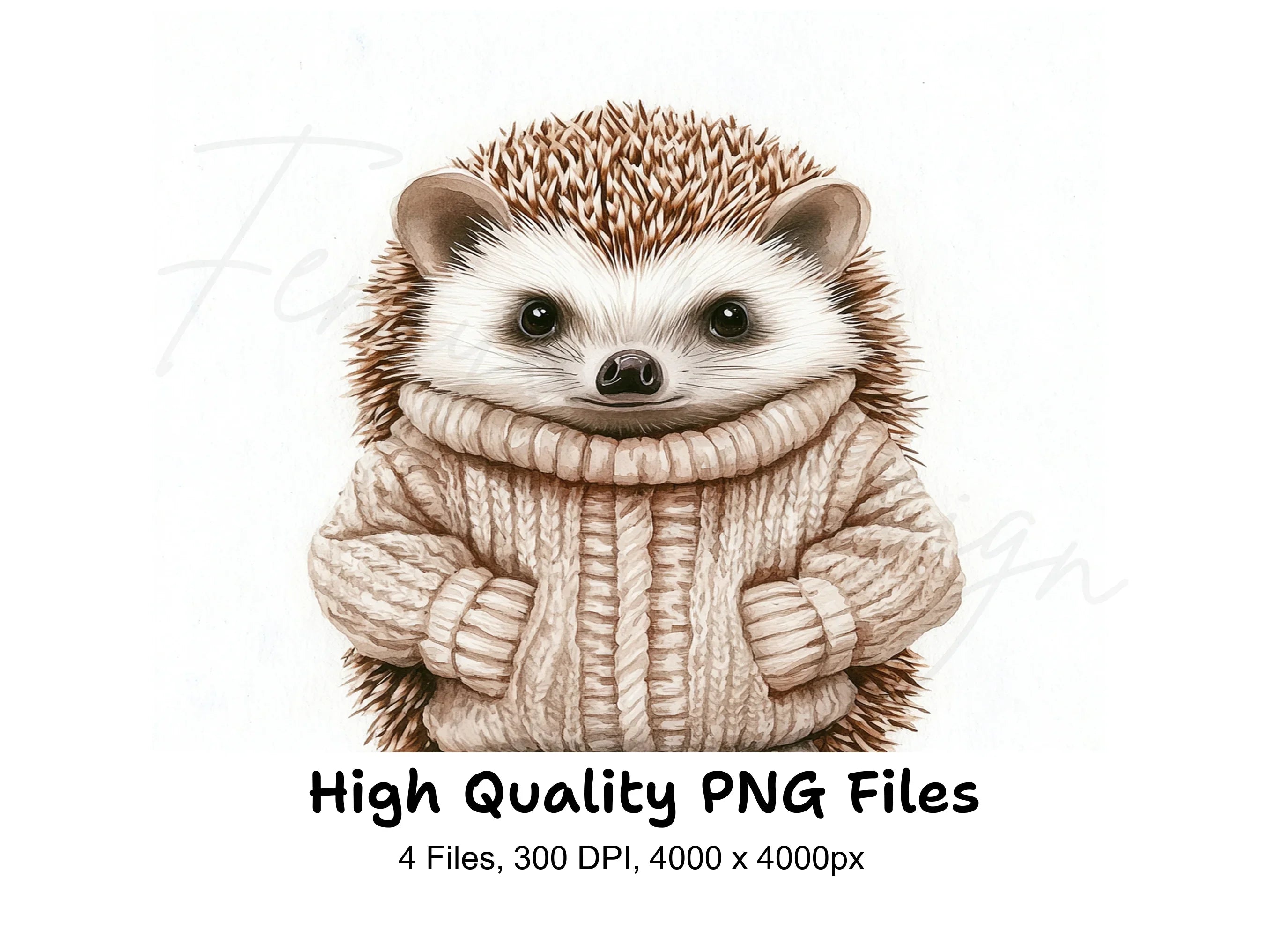 Adorable Hedgehog in Sweater Clipart Bundle