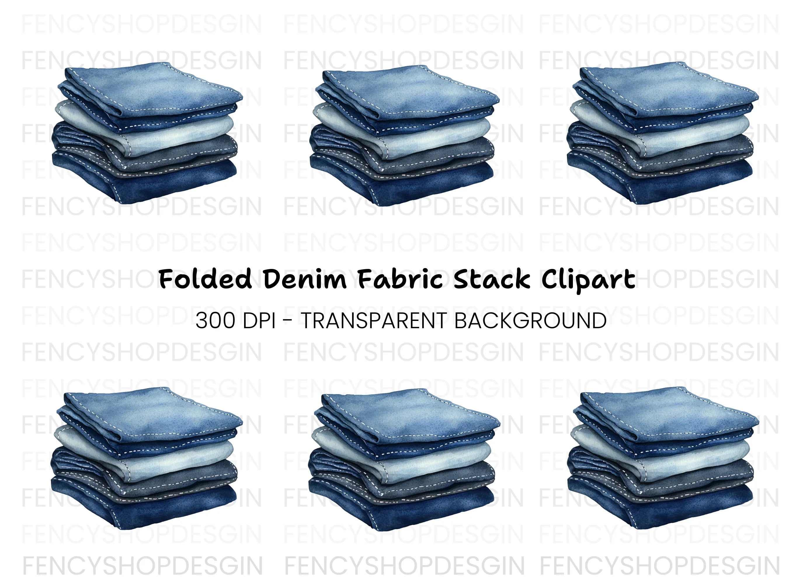 Stack of Folded Denim Clipart Bundle