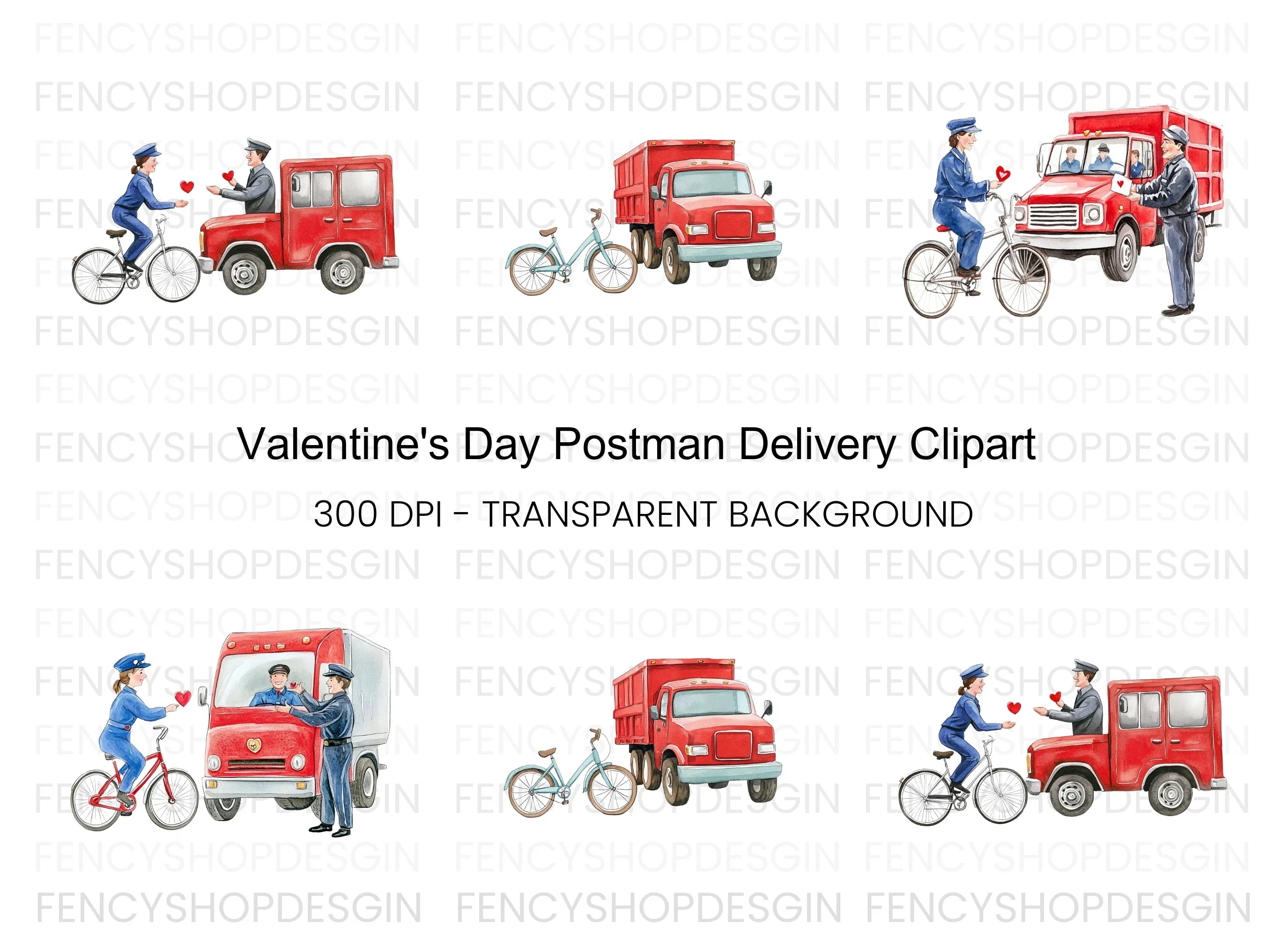 Valentine's Day Delivery Clipart Bundle