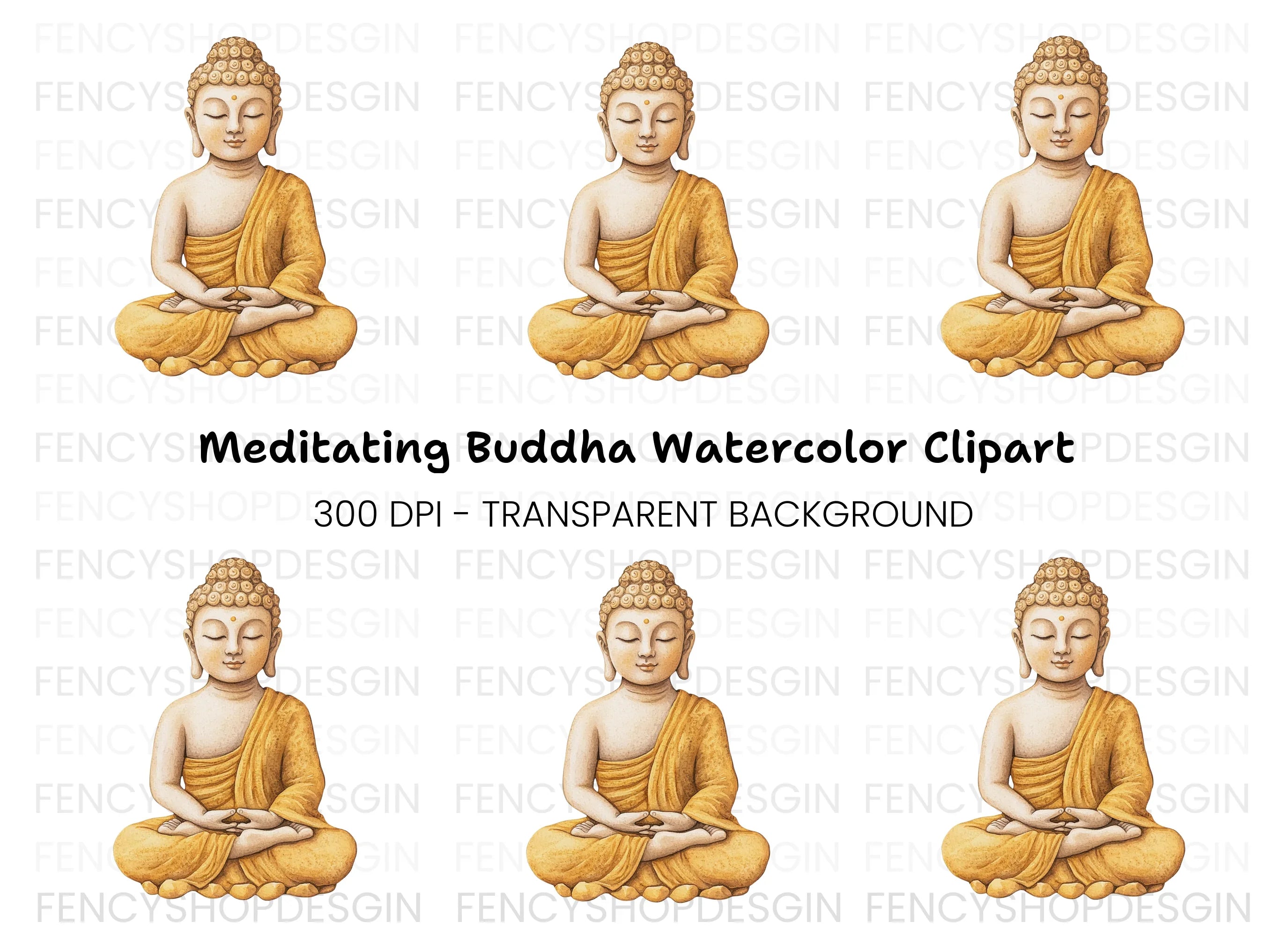 Meditating Buddha Illustration Clipart Bundle