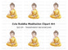 Little Buddha Meditating Clipart Bundle