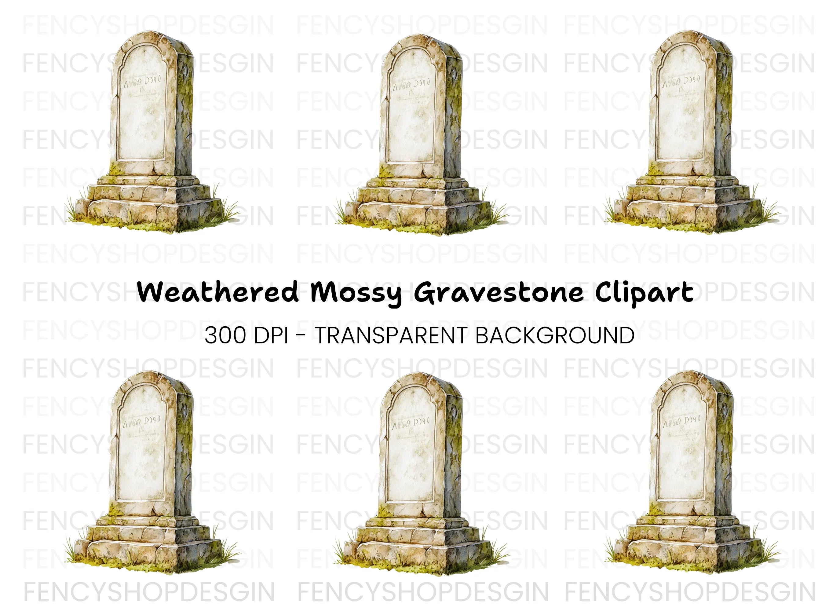 Weathered Gravestone Clipart Bundle