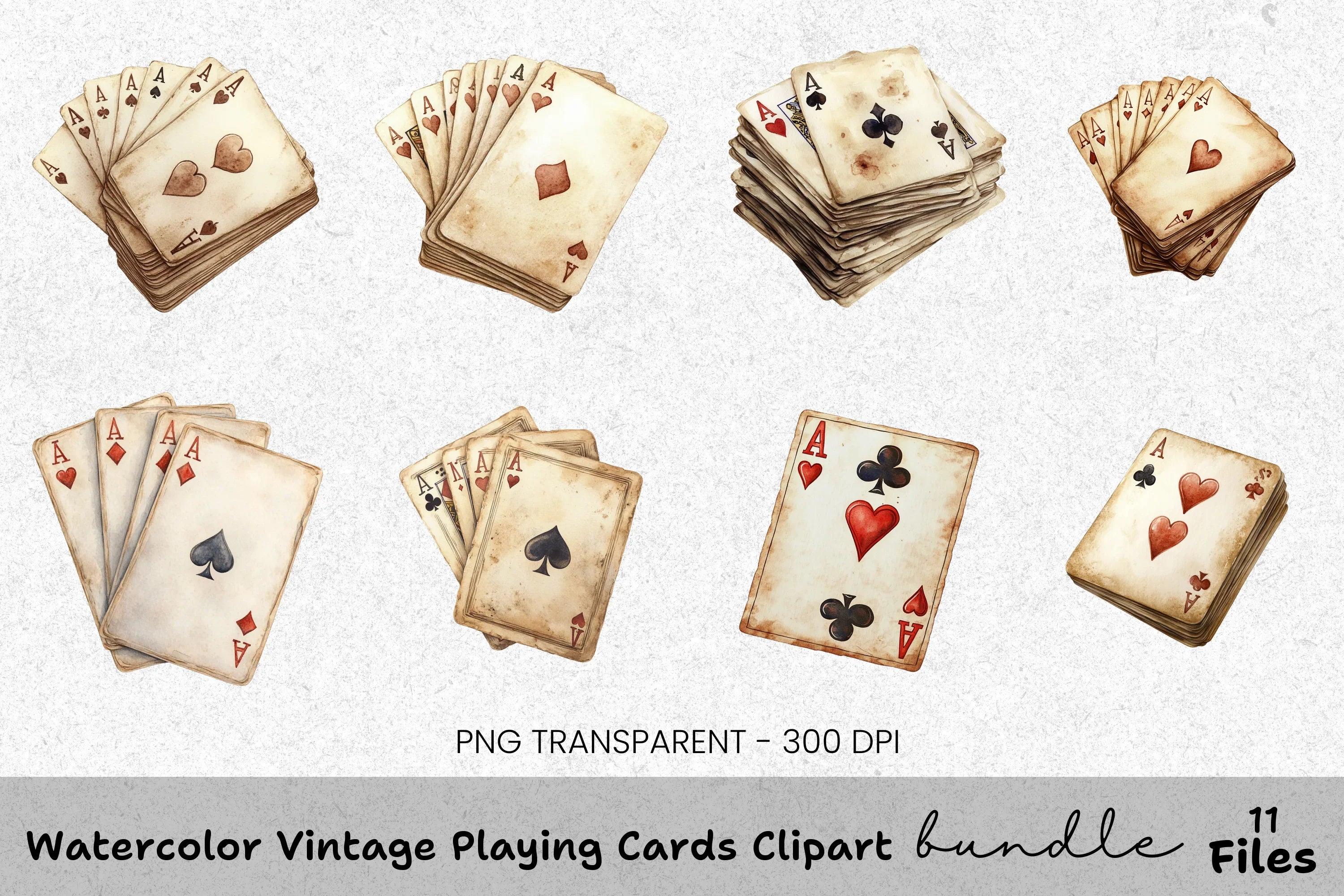 Vintage Playing Cards Clipart Bundle