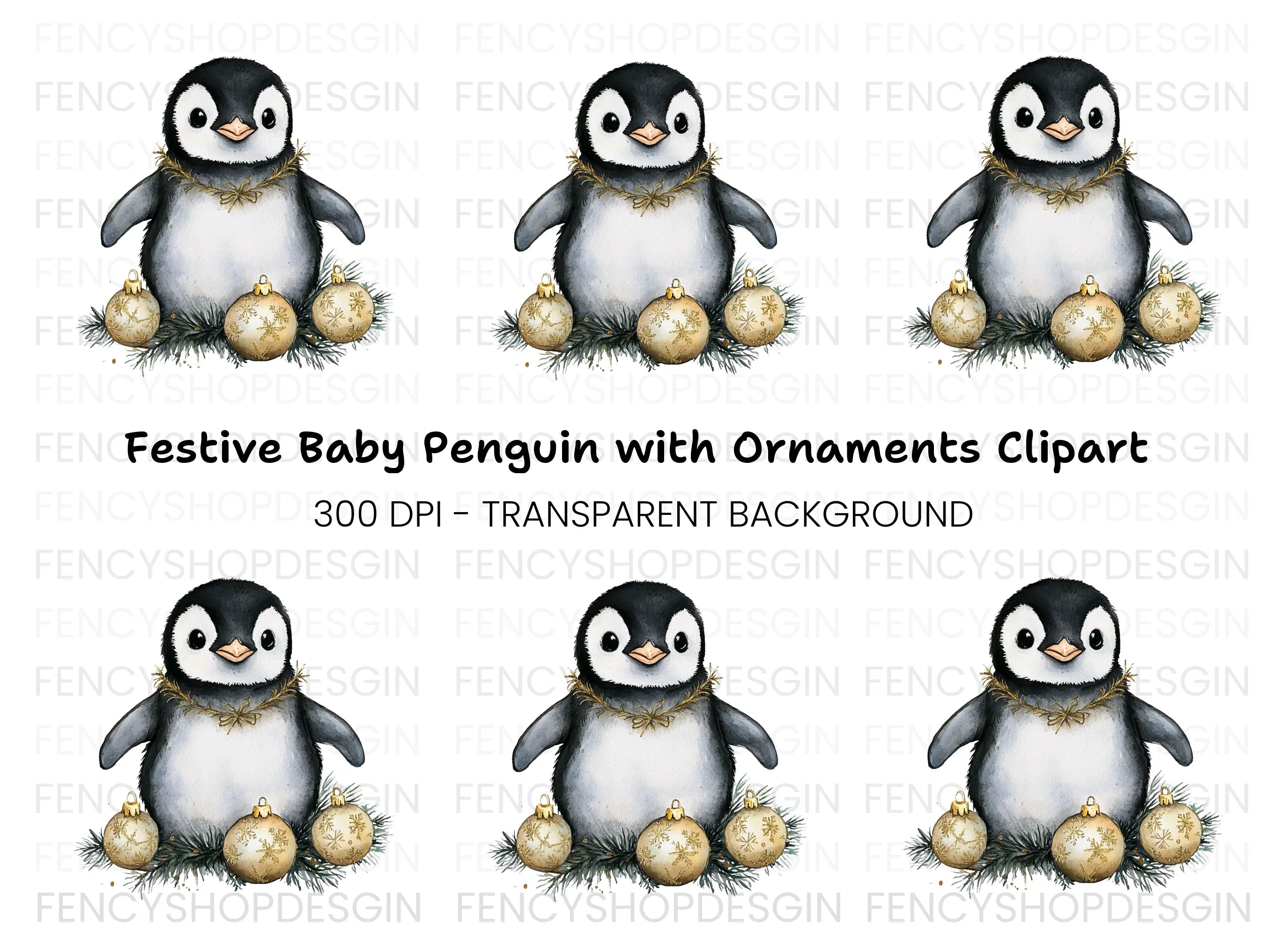 Adorable Christmas Penguin Clipart Bundle