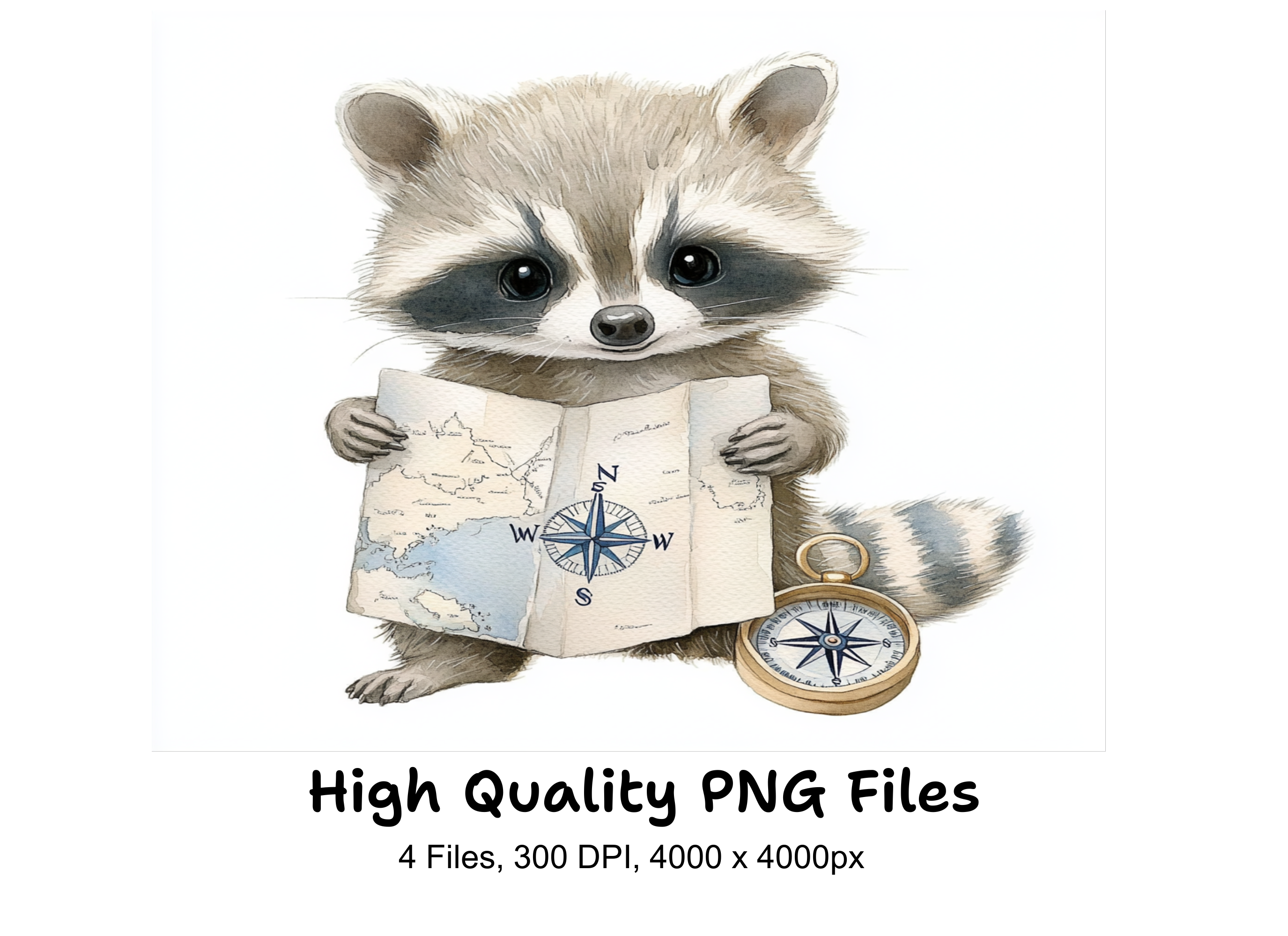 Cute Raccoon Explorer Clipart Bundle