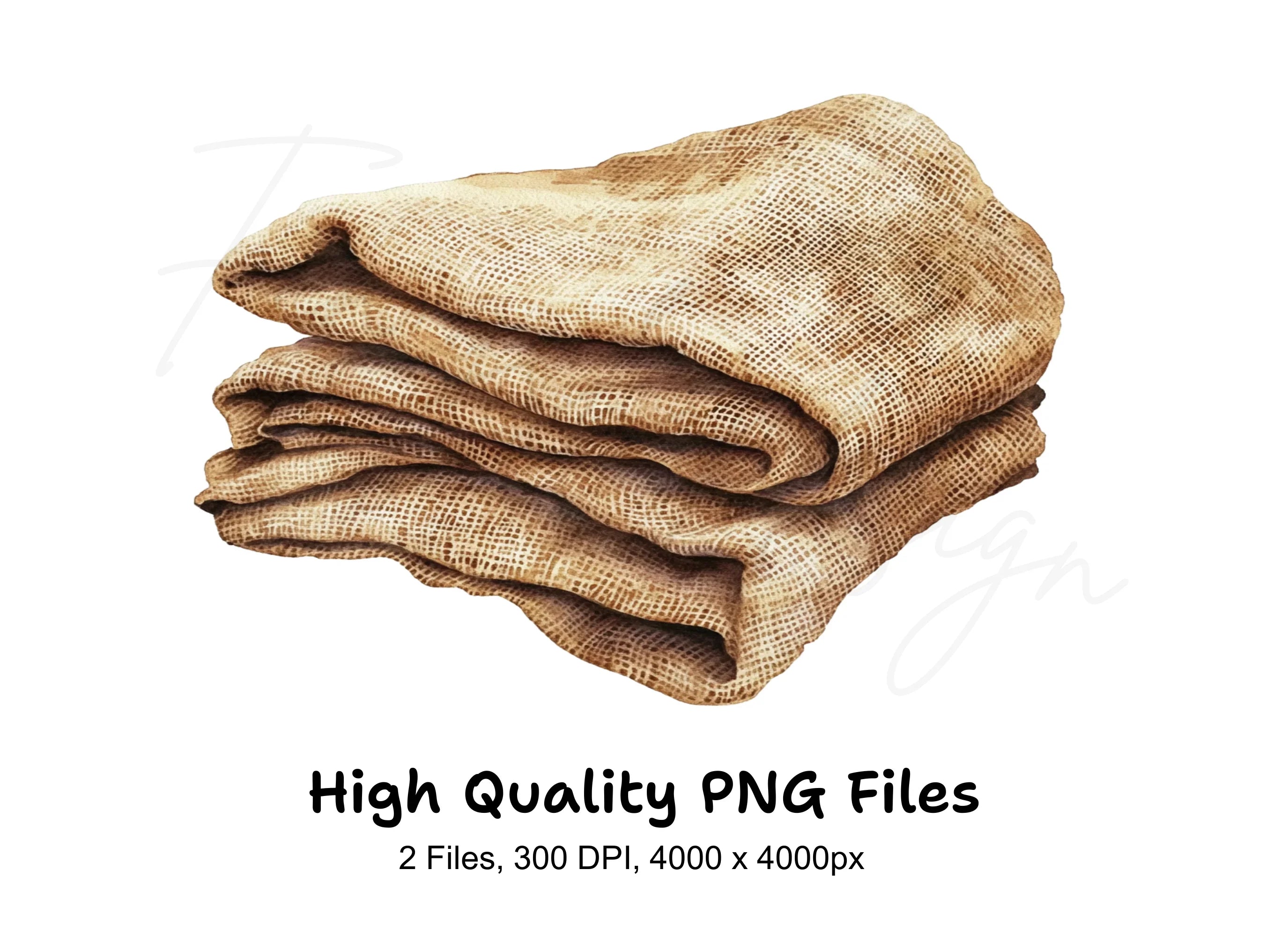 Rustic Burlap Fabric Stack Clipart Bundle