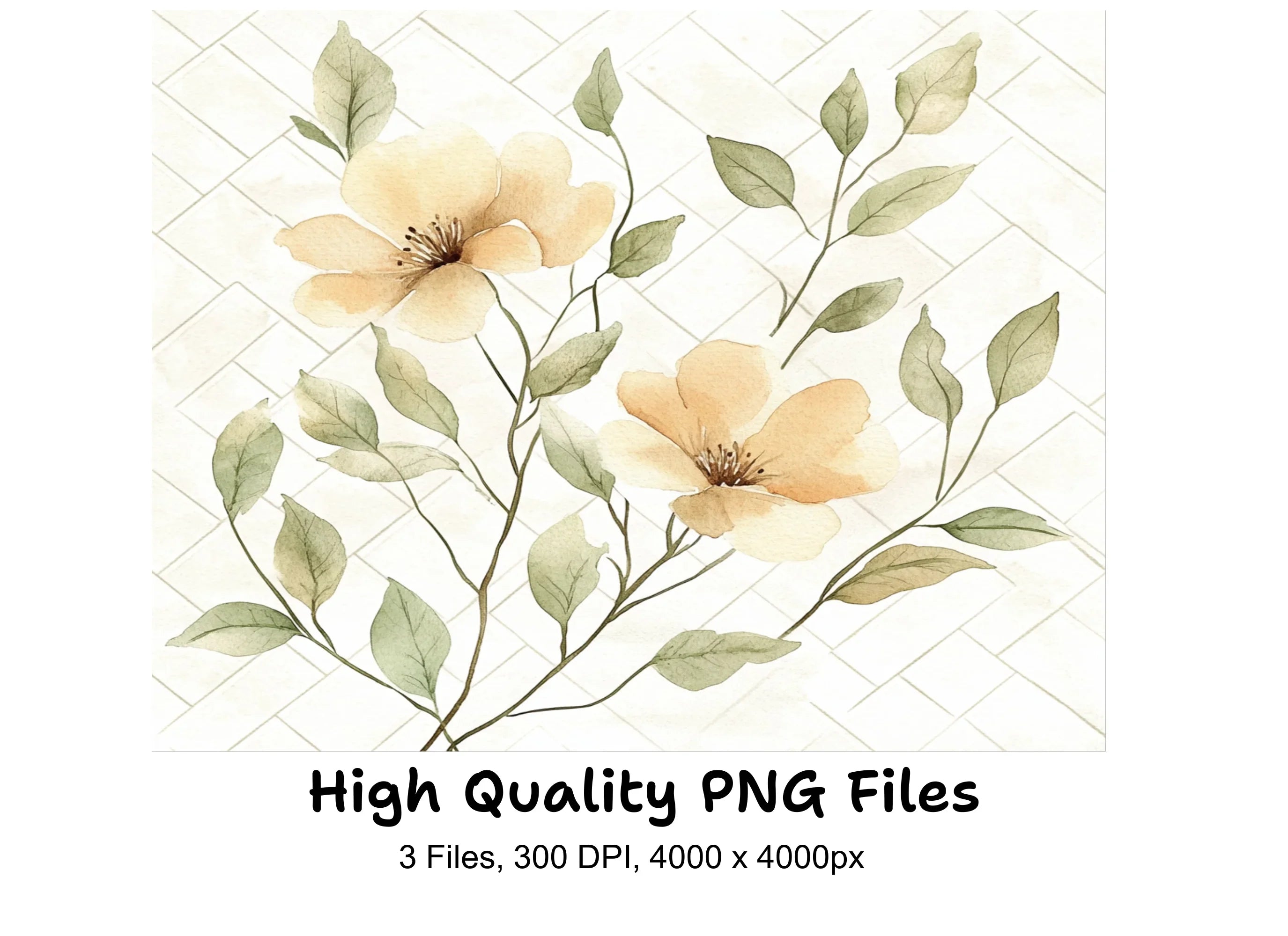 Beige Floral Clipart Bundle