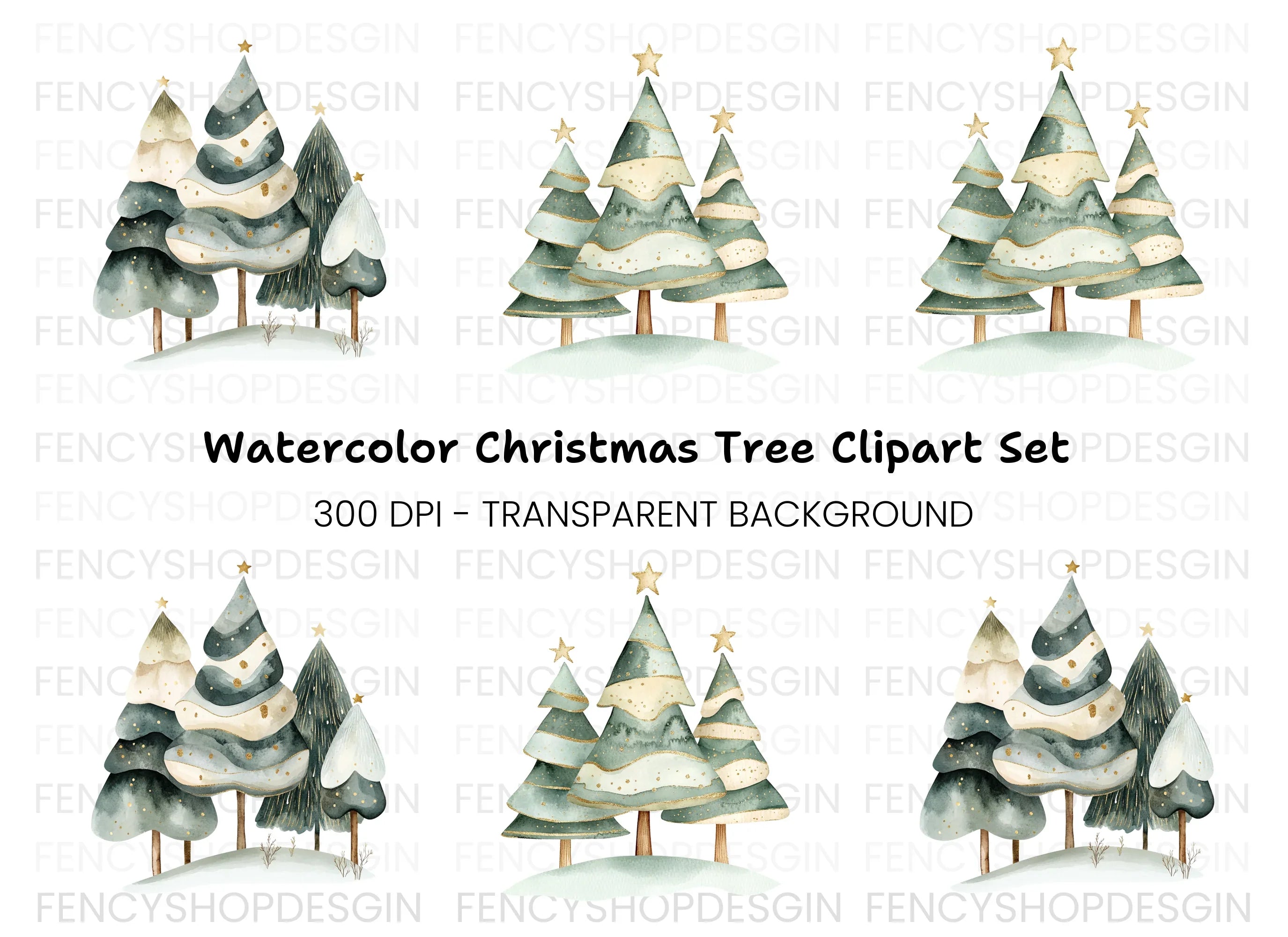 Christmas Tree Forest Clipart Bundle