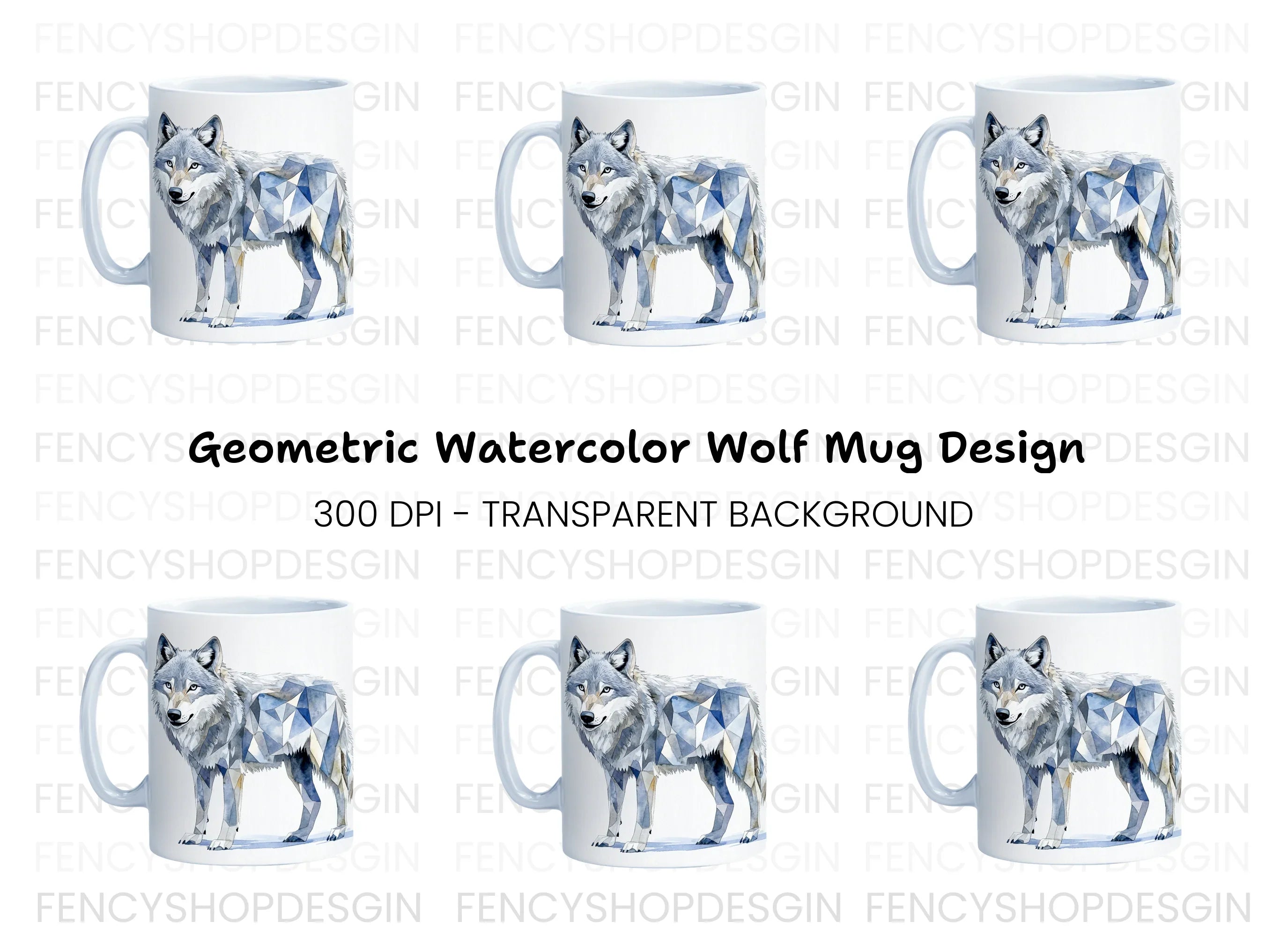 Geometric Wolf Clipart Bundle