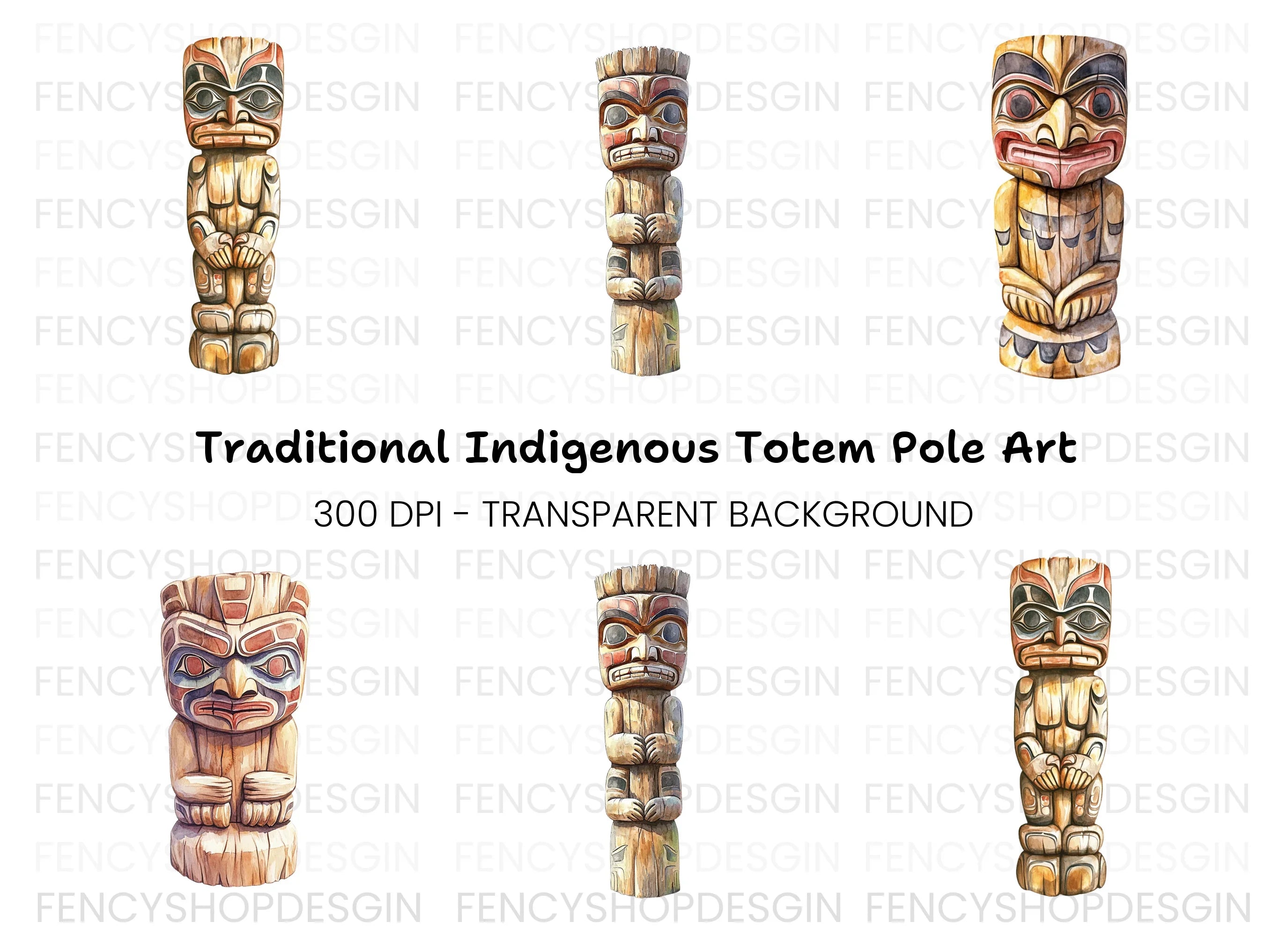 Native American Totem Pole Clipart Bundle