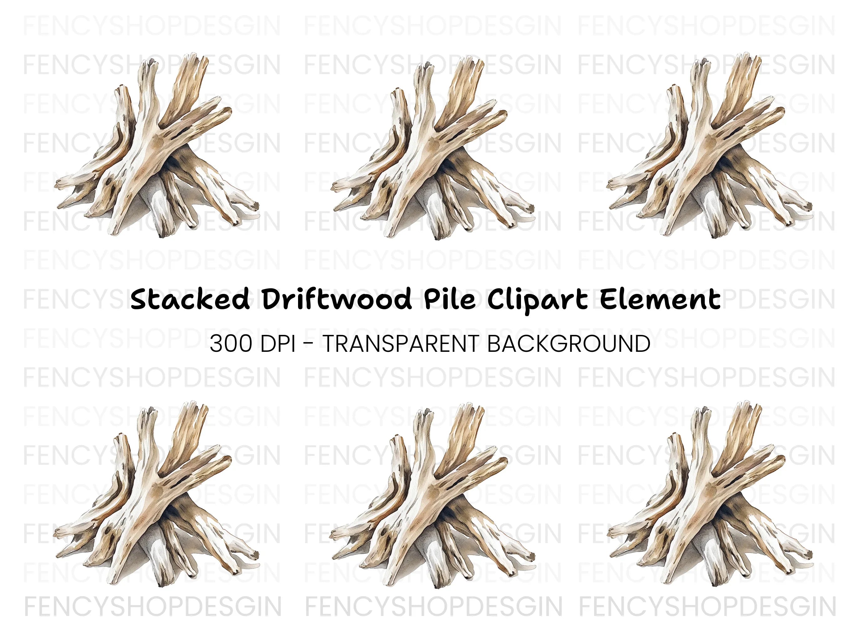 Stacked Driftwood Clipart Bundle