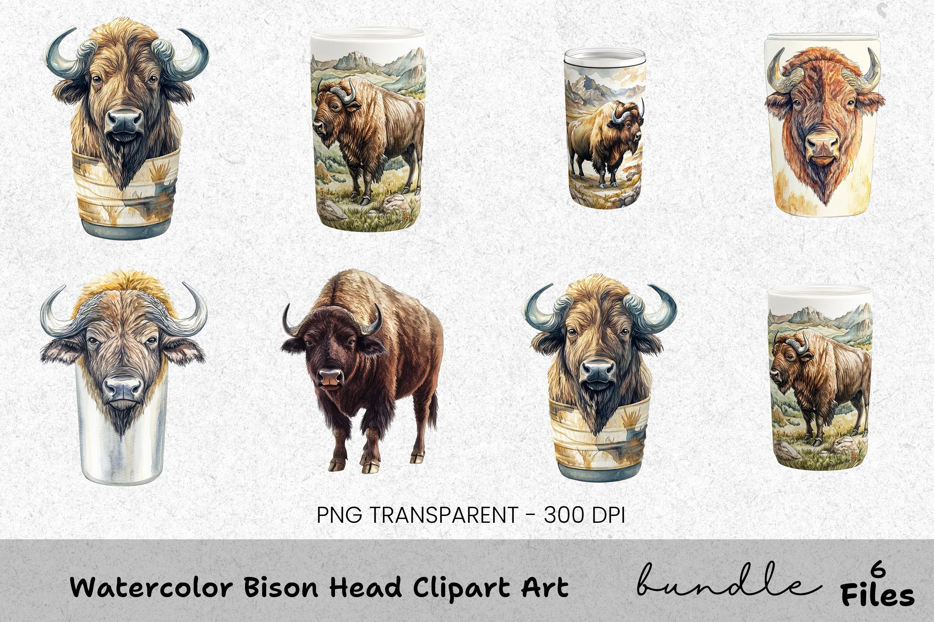 Bison Head Clipart Bundle
