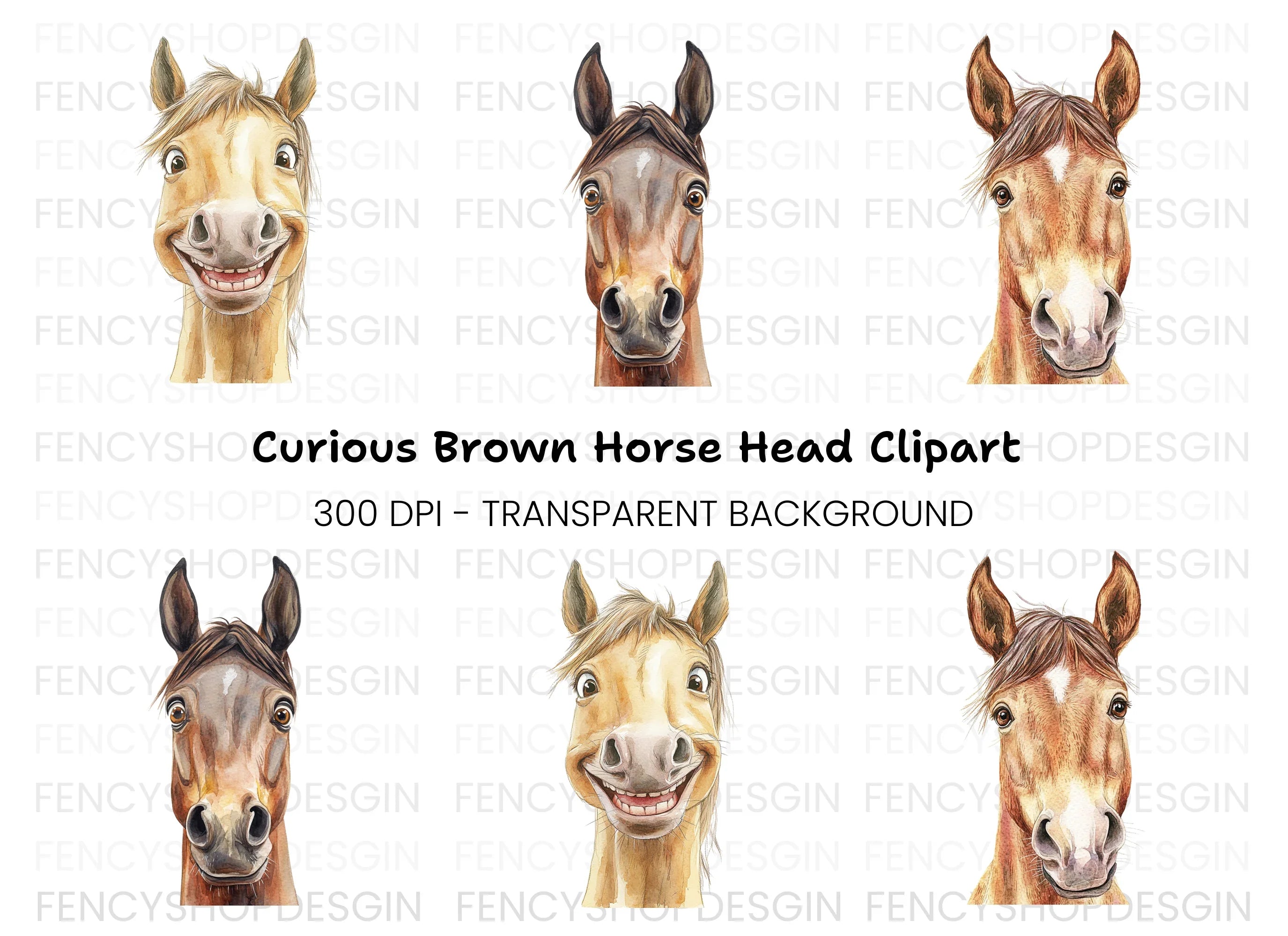 Realistic Horse Head Clipart Bundle