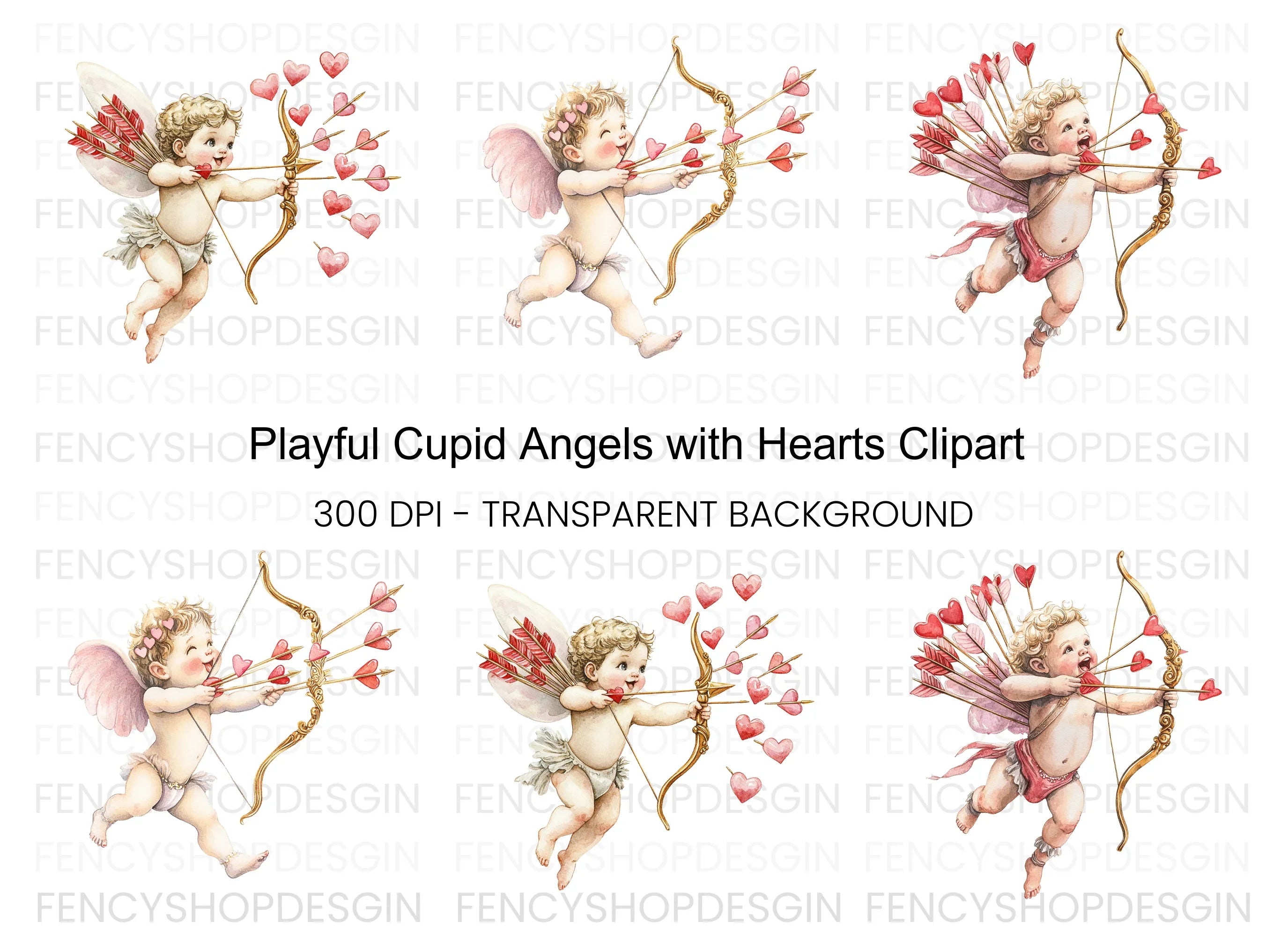 Playful Cupid Clipart Bundle