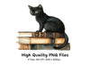 Black Cat on Books Clipart Bundle