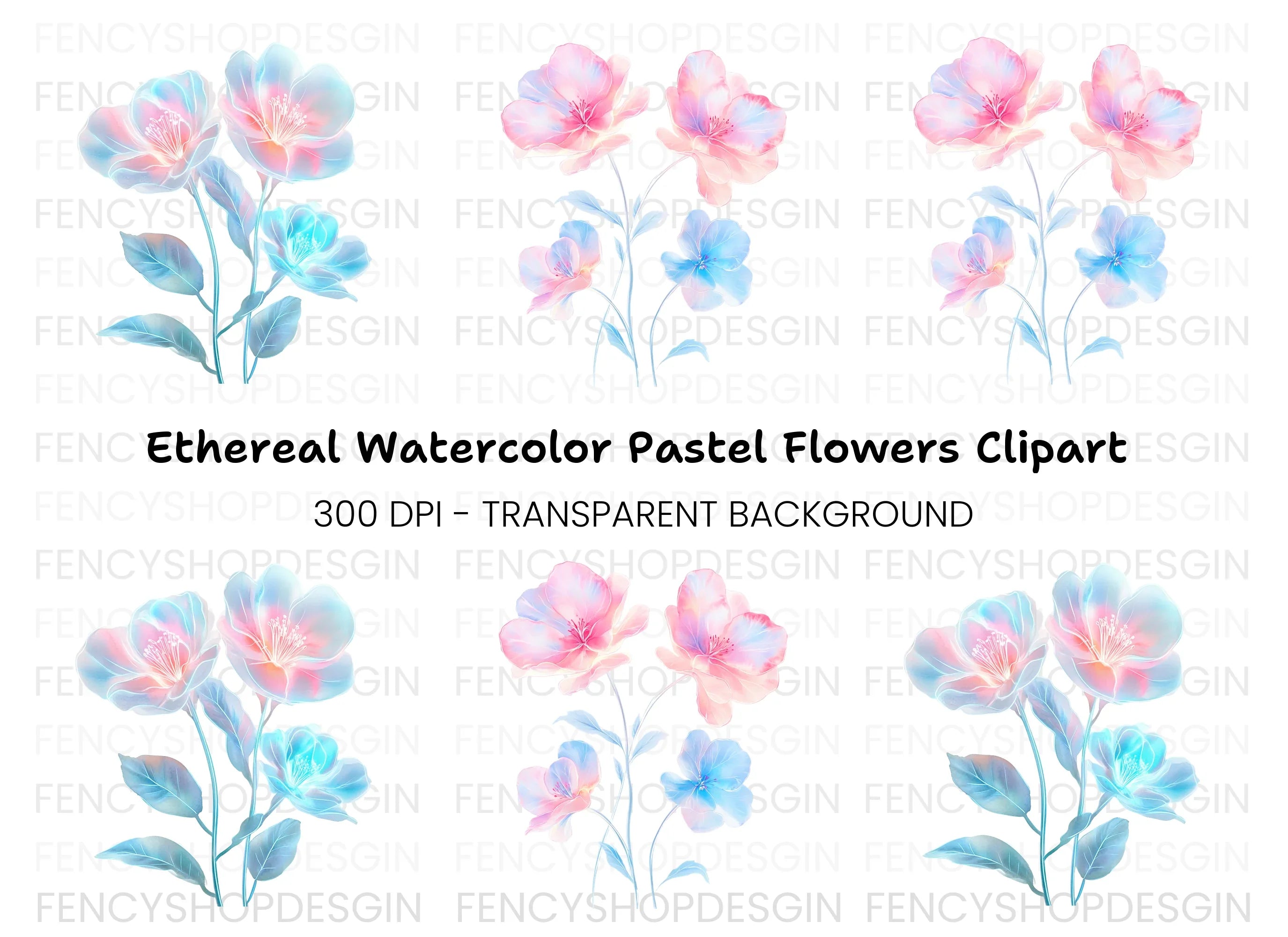 Ethereal Pastel Floral Clipart Bundle