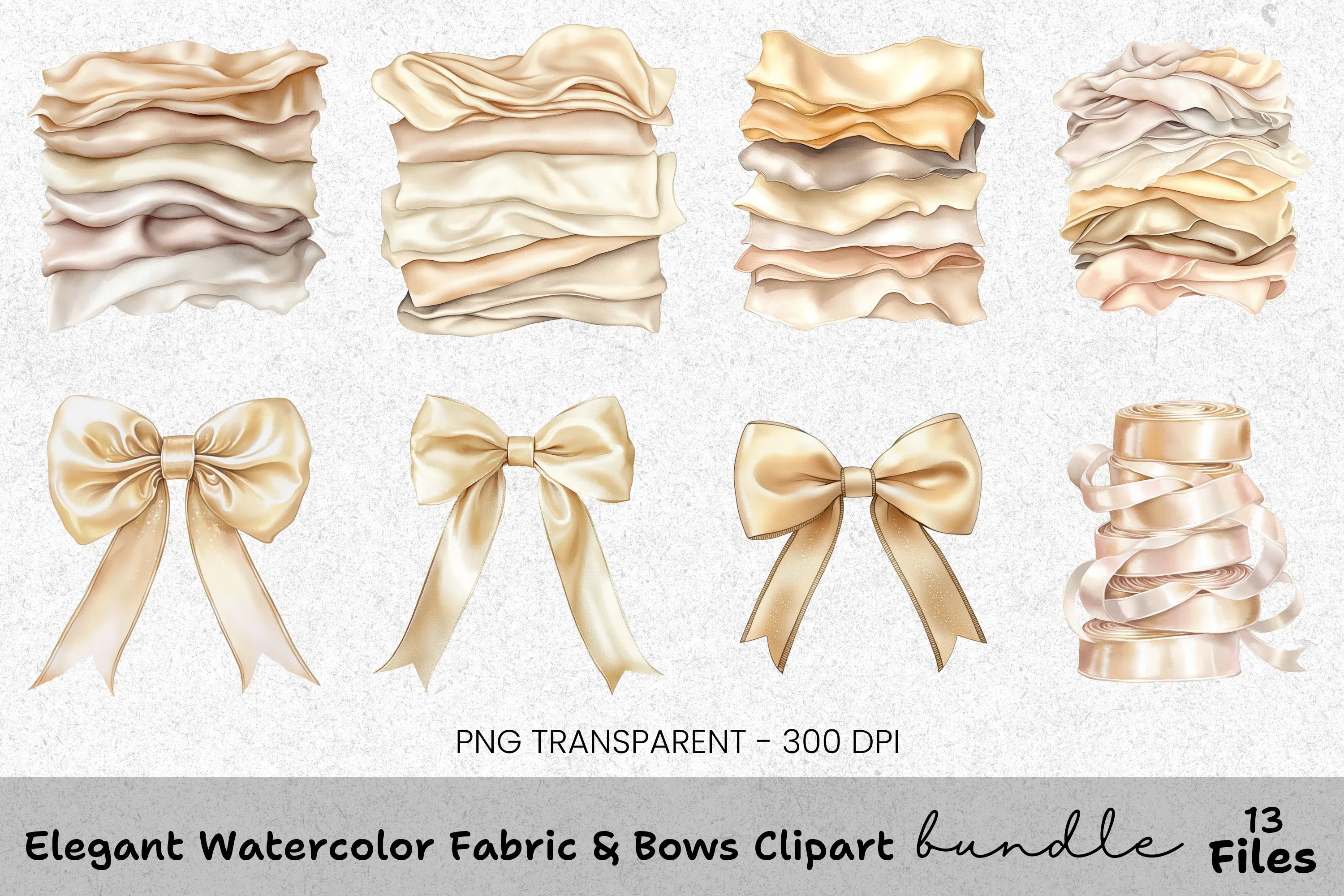 Elegant Fabric Bows Clipart Bundle