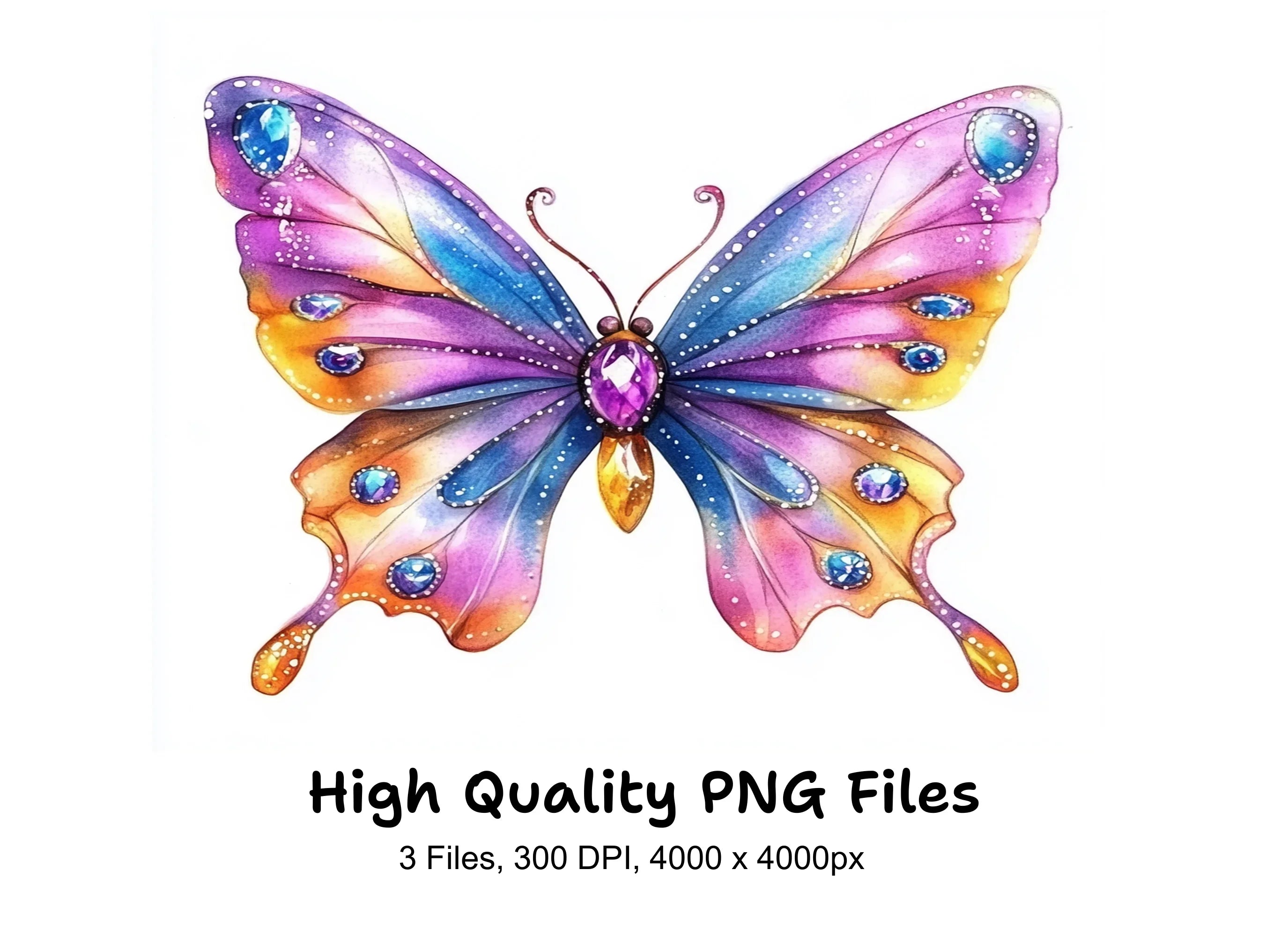Jeweled Butterfly Clipart Bundle